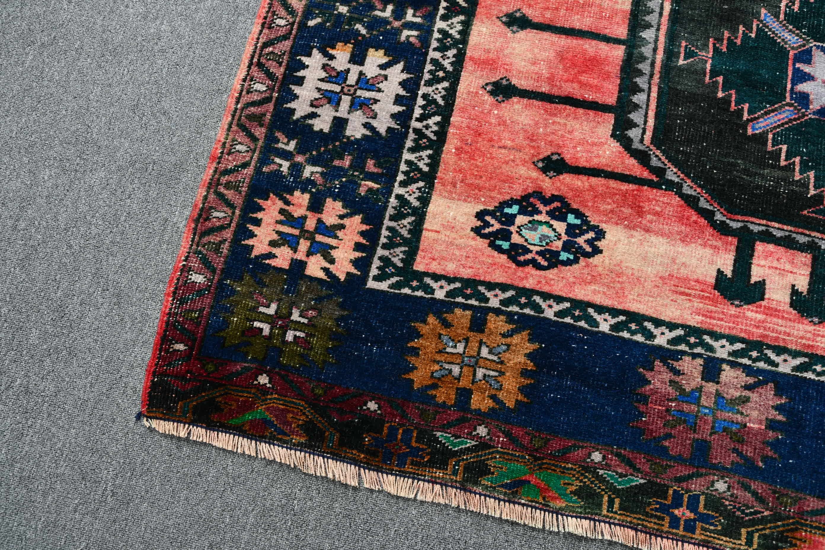 4.9x12.6 ft Runner Rug, Turkish Rug, Anatolian Rug, Kitchen Rug, Vintage Rug, Corridor Rug, Red Home Decor Rugs, Pastel Rug