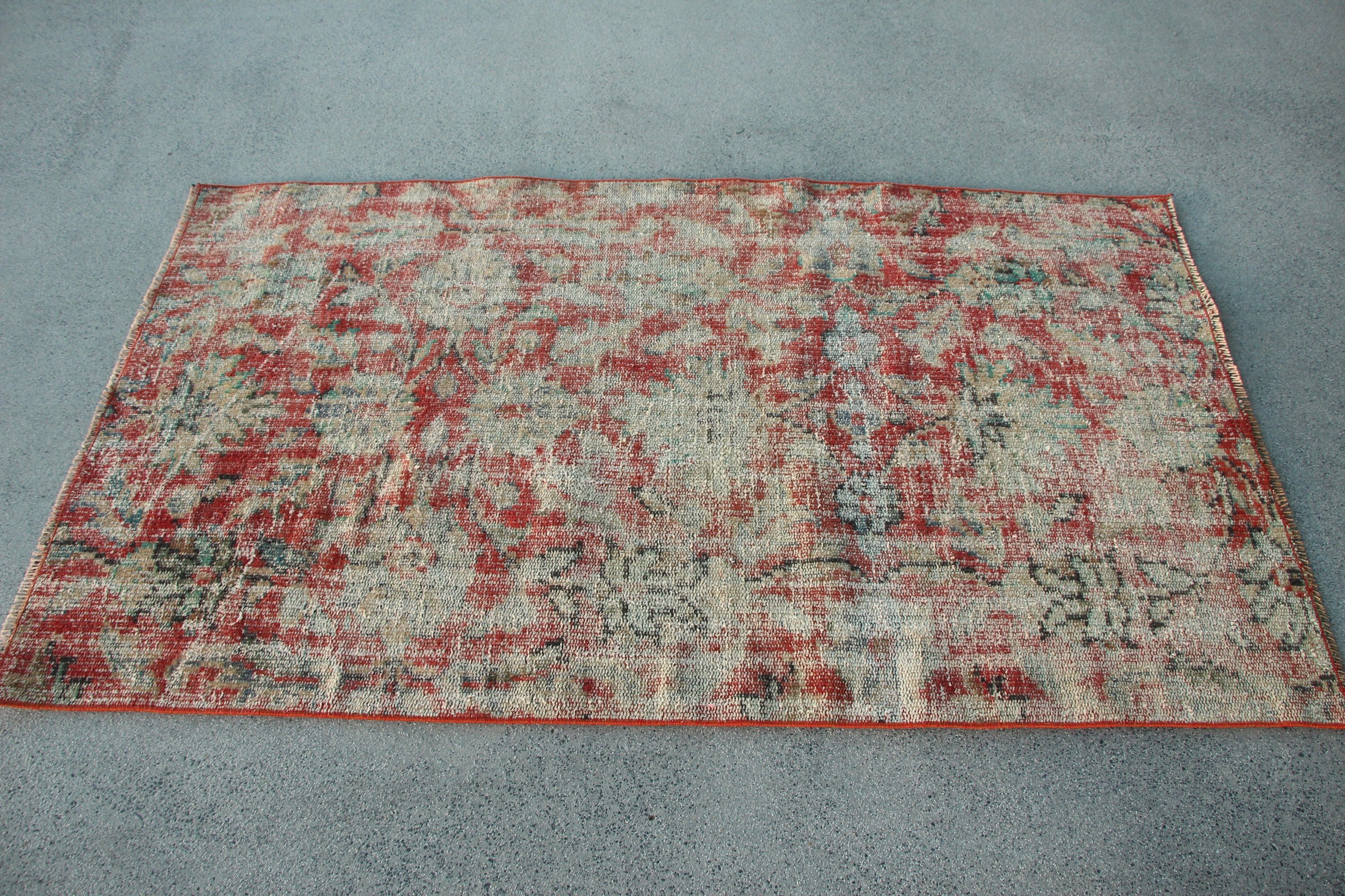 Entry Rugs, Kitchen Rug, Ethnic Rug, Oushak Rug, Red Cool Rugs, Rugs for Entry, Turkish Rug, Tribal Rug, 3.3x5.6 ft Accent Rug, Vintage Rug