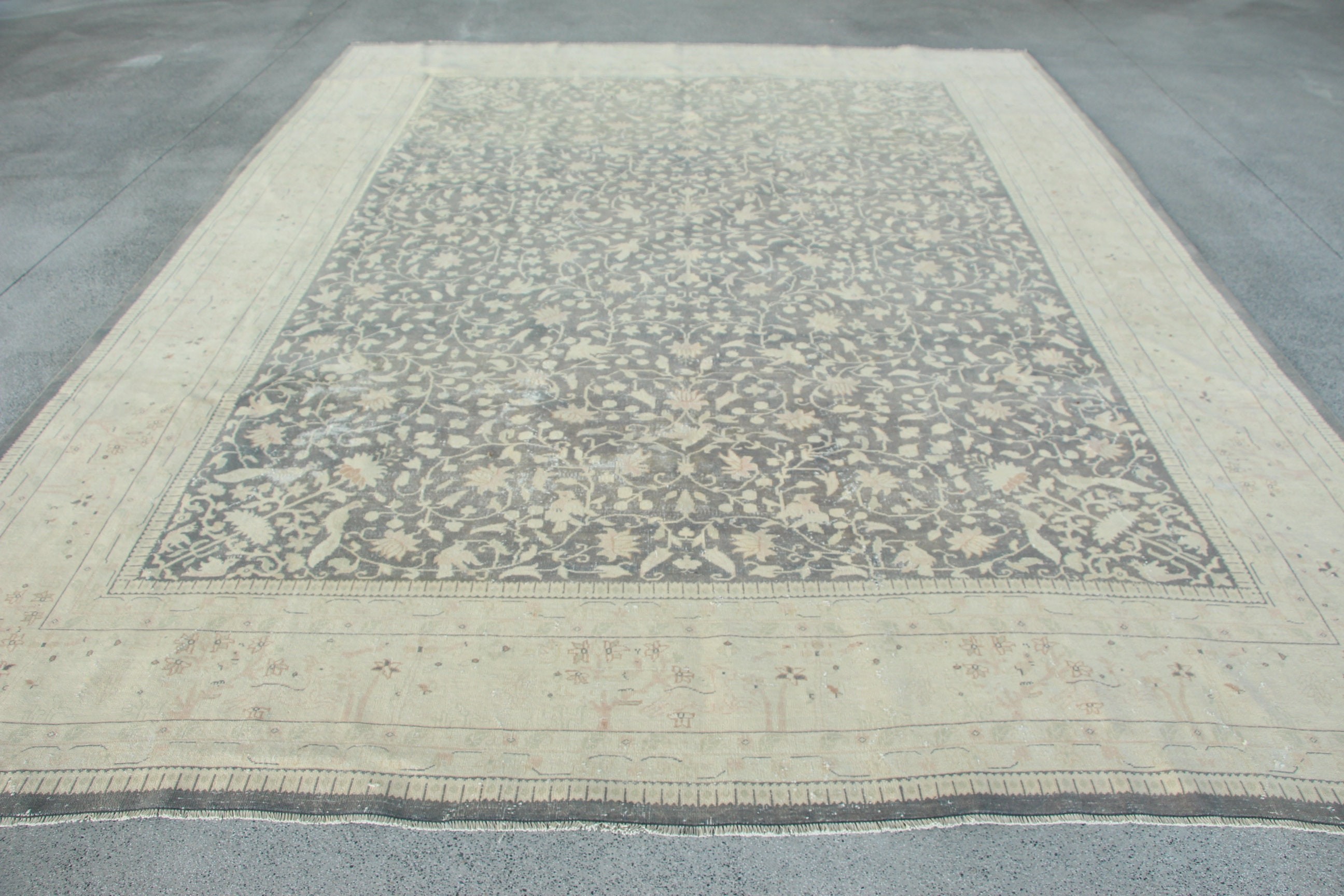 Türk Halıları, Bildiri Halısı, Bej Boho Halısı, Vintage Halılar, Büyük Boy Türk Halıları, Modern Halılar, 9.7x12.8 ft Büyük Boy Halılar, Oturma Odası Halısı