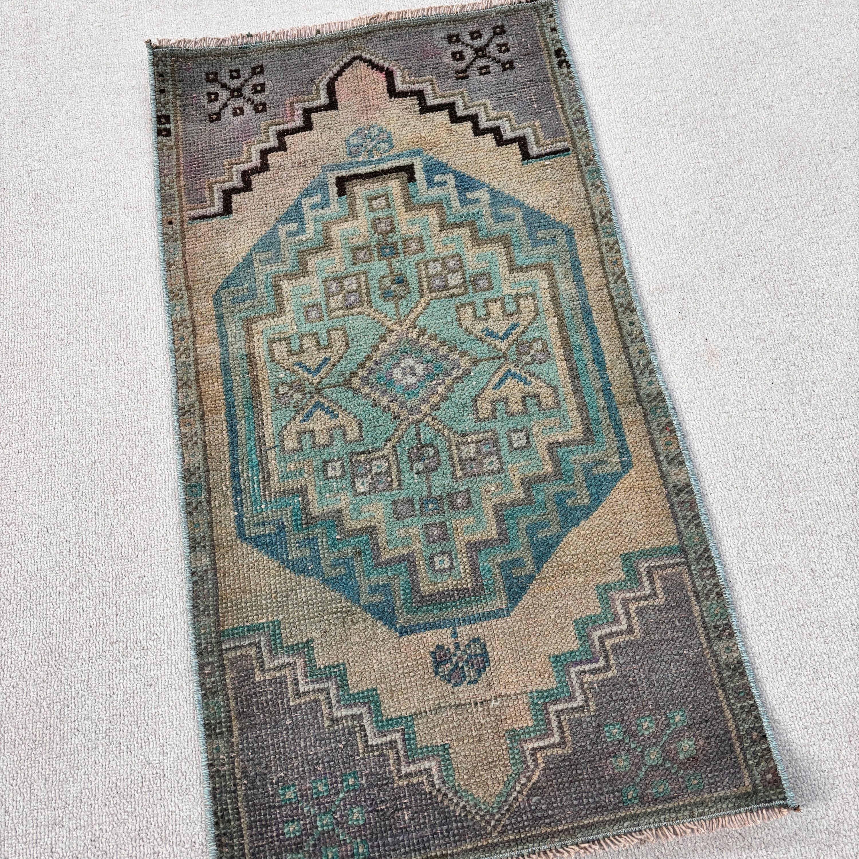 Oushak Halı, Türkiye Halıları, Kapı Paspas Halıları, Banyo Halıları, Yeşil Yün Halı, Vintage Halı, Türk Halıları, 1.5x2.7 ft Küçük Halılar, Düz Dokuma Halılar