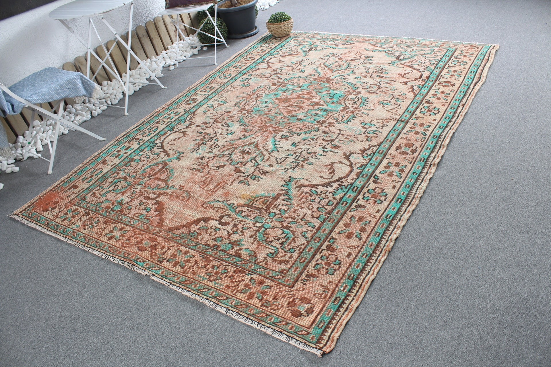 Home Decor Rugs, Kitchen Rugs, Turkish Rugs, 6.6x9.2 ft Large Rug, Salon Rug, Bohemian Rug, Vintage Rug, Bedroom Rugs, Brown Antique Rugs