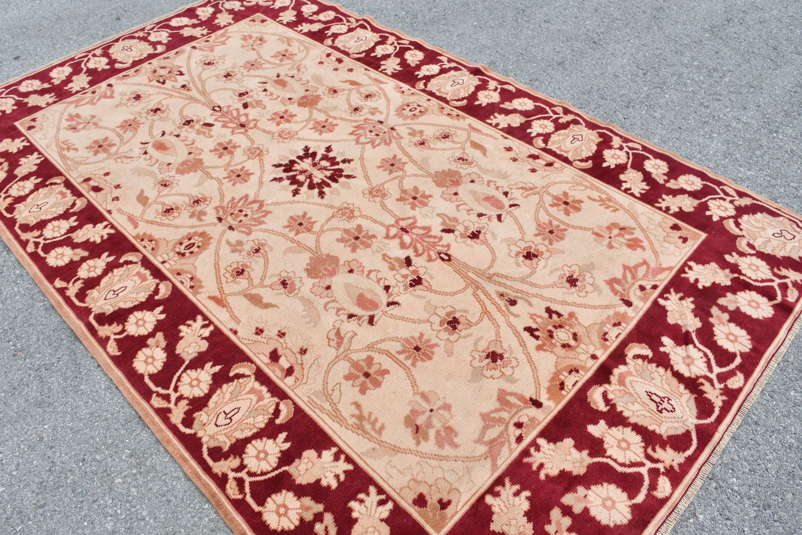 Living Room Rug, Salon Rug, Oriental Rug, Turkish Rug, Wool Rug, 5.6x9.1 ft Large Rug, Rugs for Salon, Vintage Rugs, Red Kitchen Rug