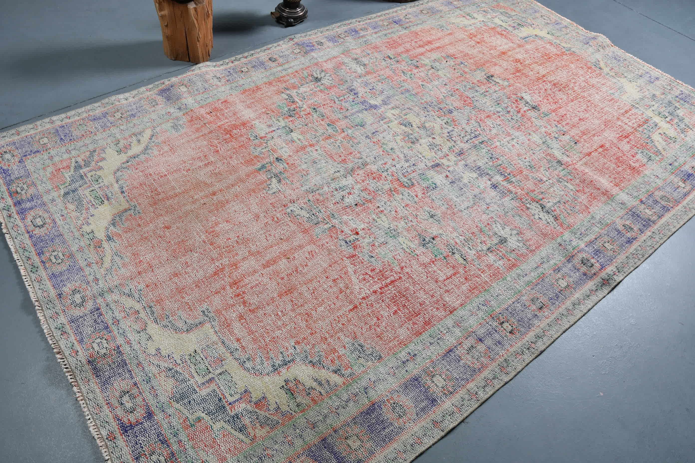 Living Room Rug, Home Decor Rug, Salon Rug, Rugs for Salon, Cool Rug, 5.6x9.2 ft Large Rug, Turkish Rug, Vintage Rugs, Red Floor Rug