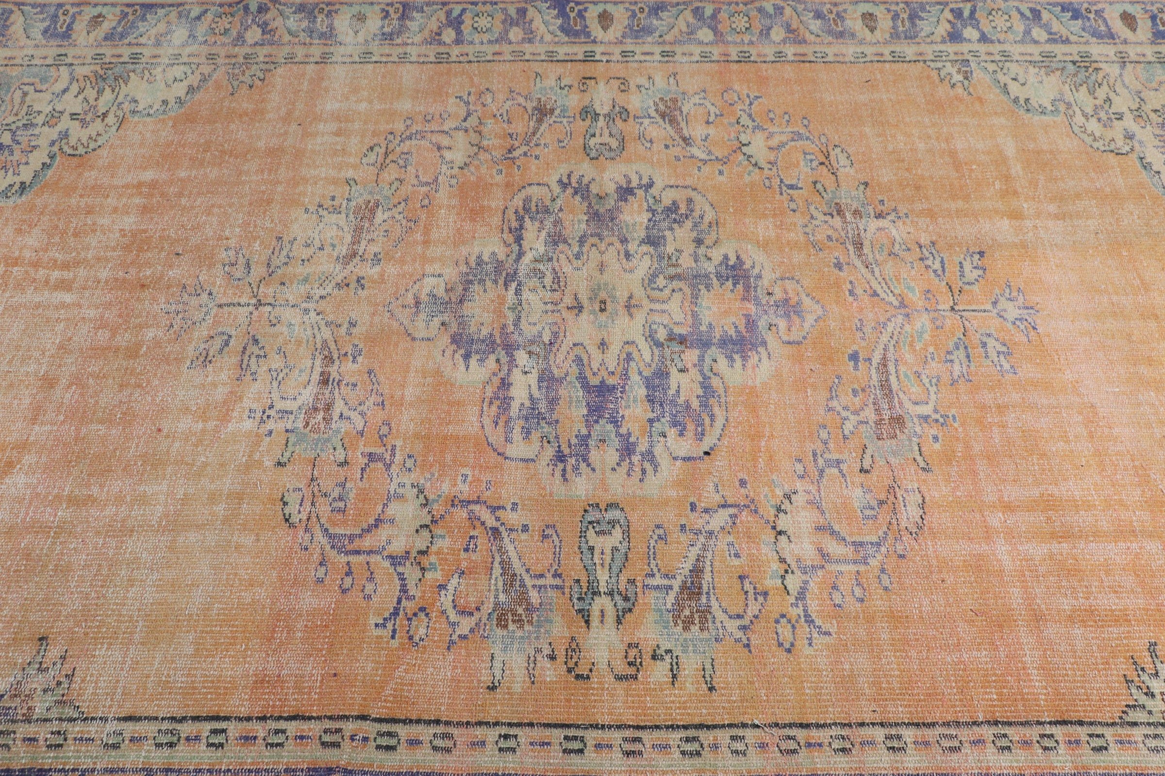 Bedroom Rug, Nomadic Rugs, Salon Rugs, Anatolian Rug, Rugs for Living Room, Vintage Rug, Turkish Rug, 5.8x9.2 ft Large Rug, Orange Cool Rug