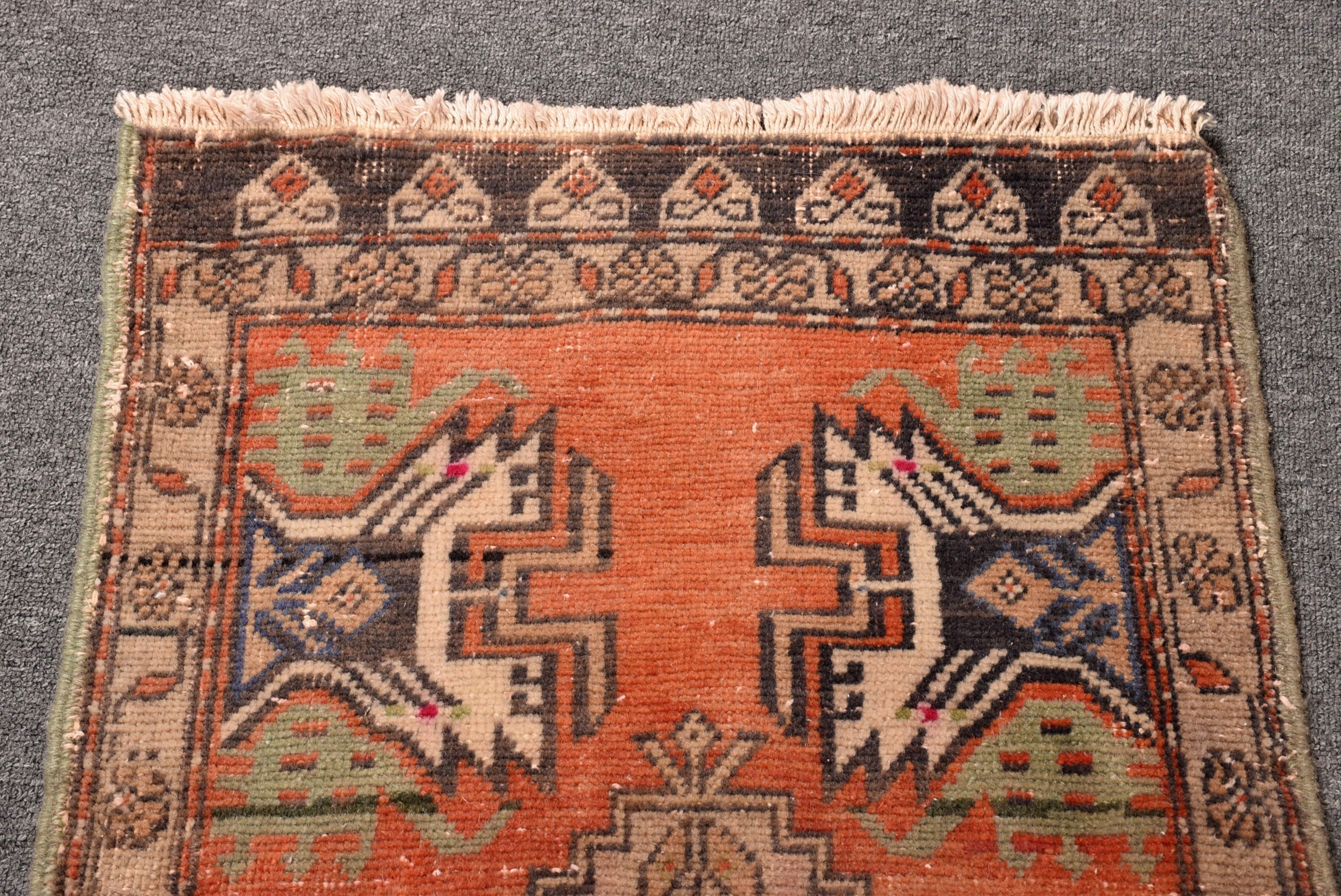 Türk Halısı, Banyo Halıları, 1.8x3.4 ft Küçük Halı, Giriş Halısı, Banyo Halıları, Vintage Halı, Turuncu Boho Halıları, Yer Halısı, Yatak Odası Halıları