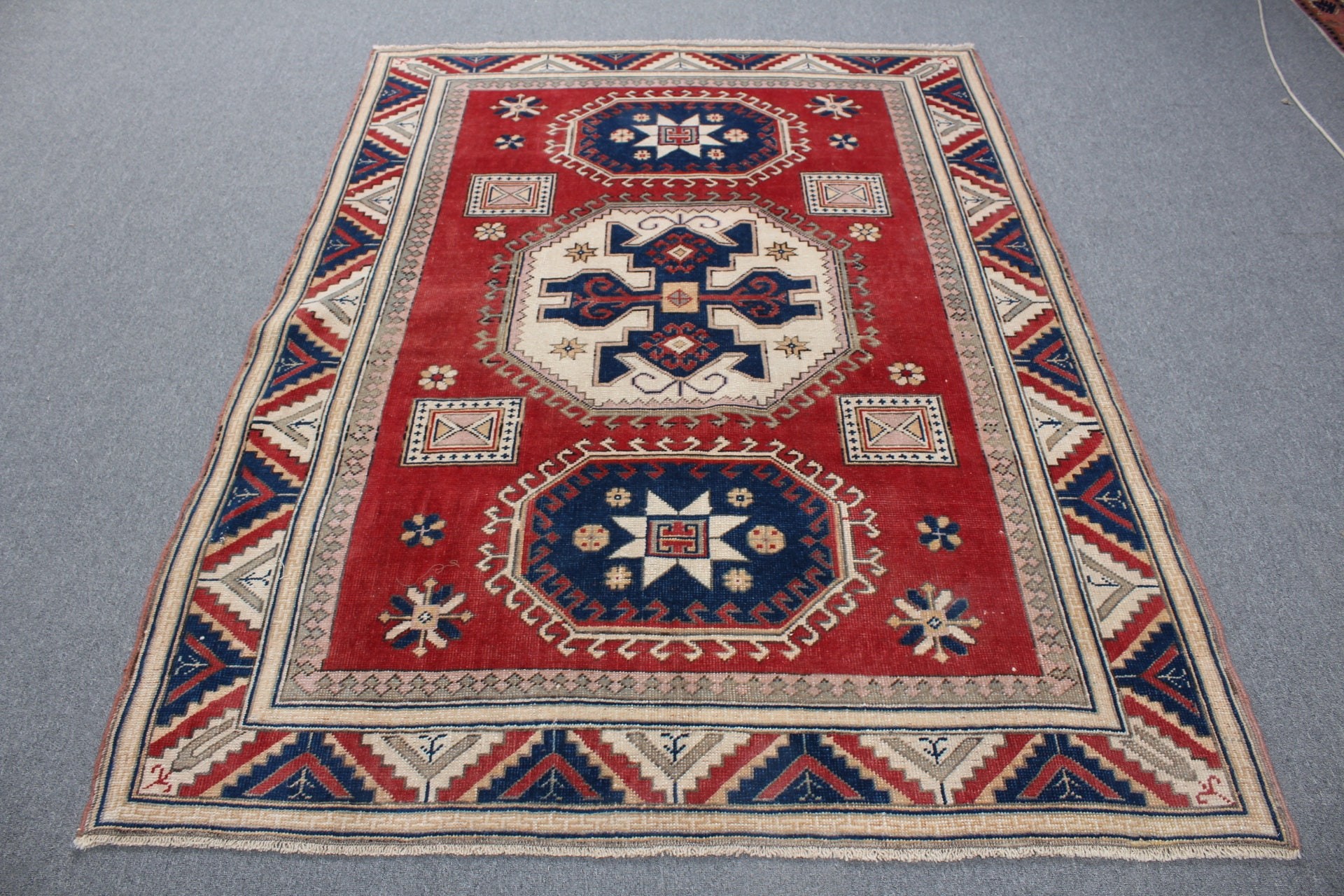 Vintage Rugs, Nursery Rugs, 5x6.6 ft Area Rugs, Anatolian Rug, Red Oushak Rugs, Handwoven Rug, Floor Rugs, Turkish Rugs, Rugs for Indoor