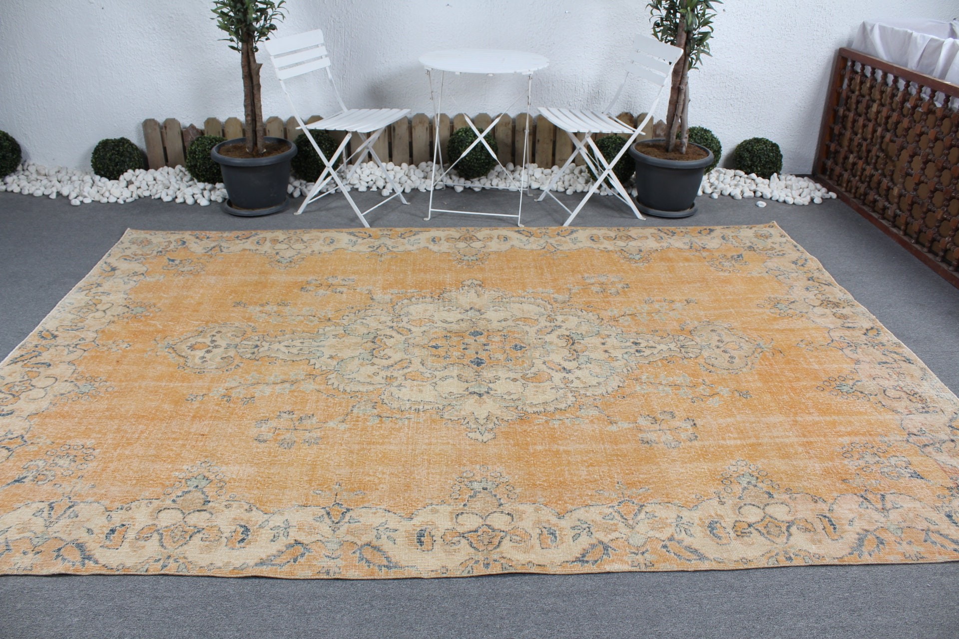 Yellow  6.9x10.3 ft Oversize Rugs, Salon Rug, Dining Room Rug, Oriental Rug, Art Rug, Kitchen Rug, Vintage Rug, Turkish Rug