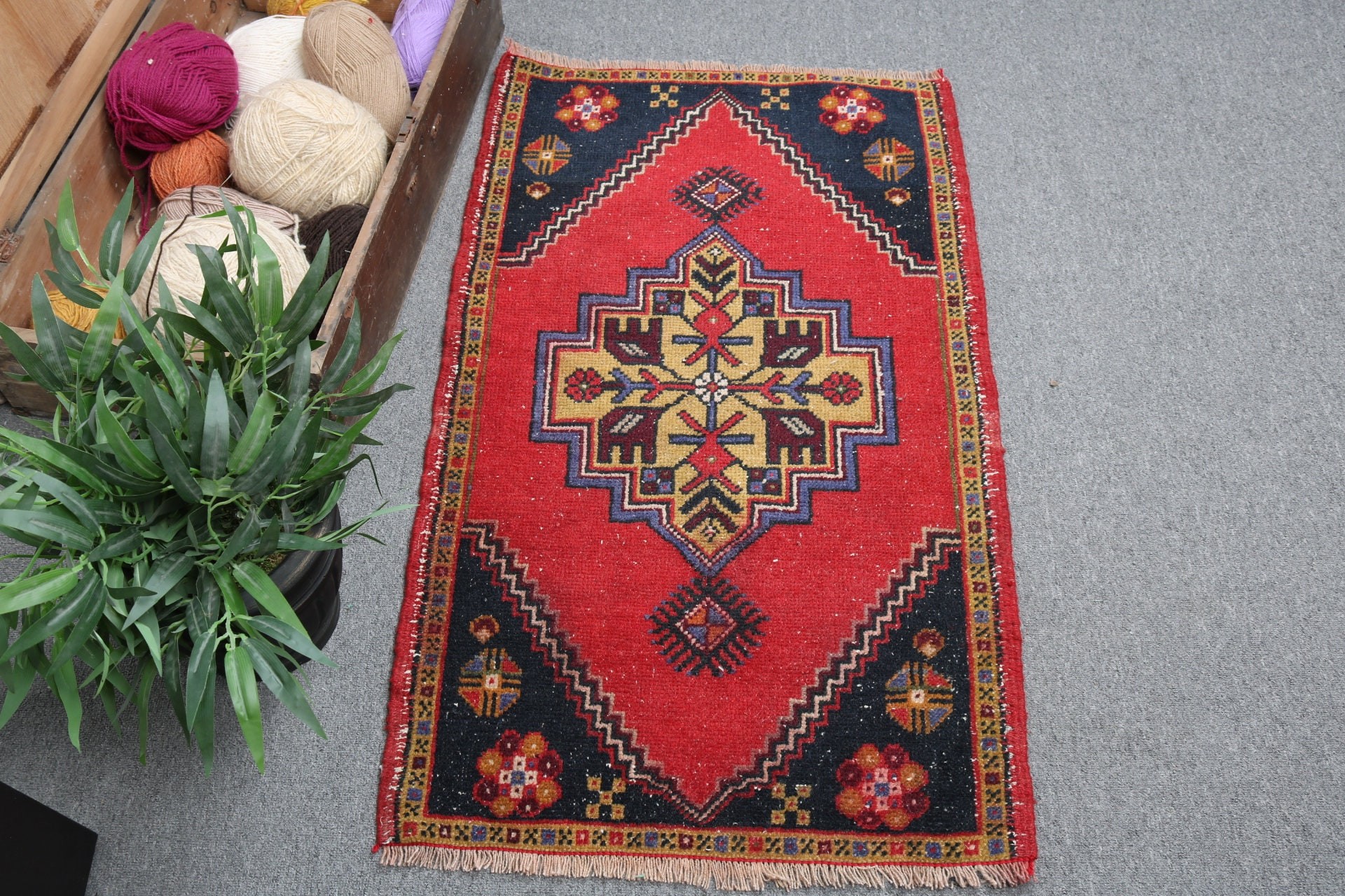 Turkish Rug, Rugs for Car Mat, Car Mat Rug, Red Floor Rugs, 2x3.5 ft Small Rugs, Vintage Rugs, Bath Rugs, Modern Rug