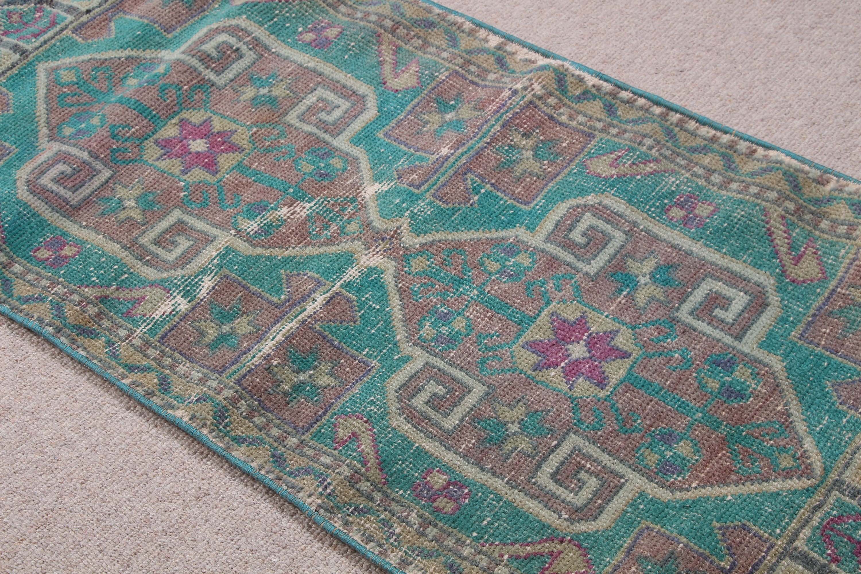 Bedroom Rug, Turkish Rug, 1.7x3.6 ft Small Rugs, Rugs for Car Mat, Car Mat Rug, Kitchen Rug, Green Home Decor Rugs, Cool Rug, Vintage Rugs