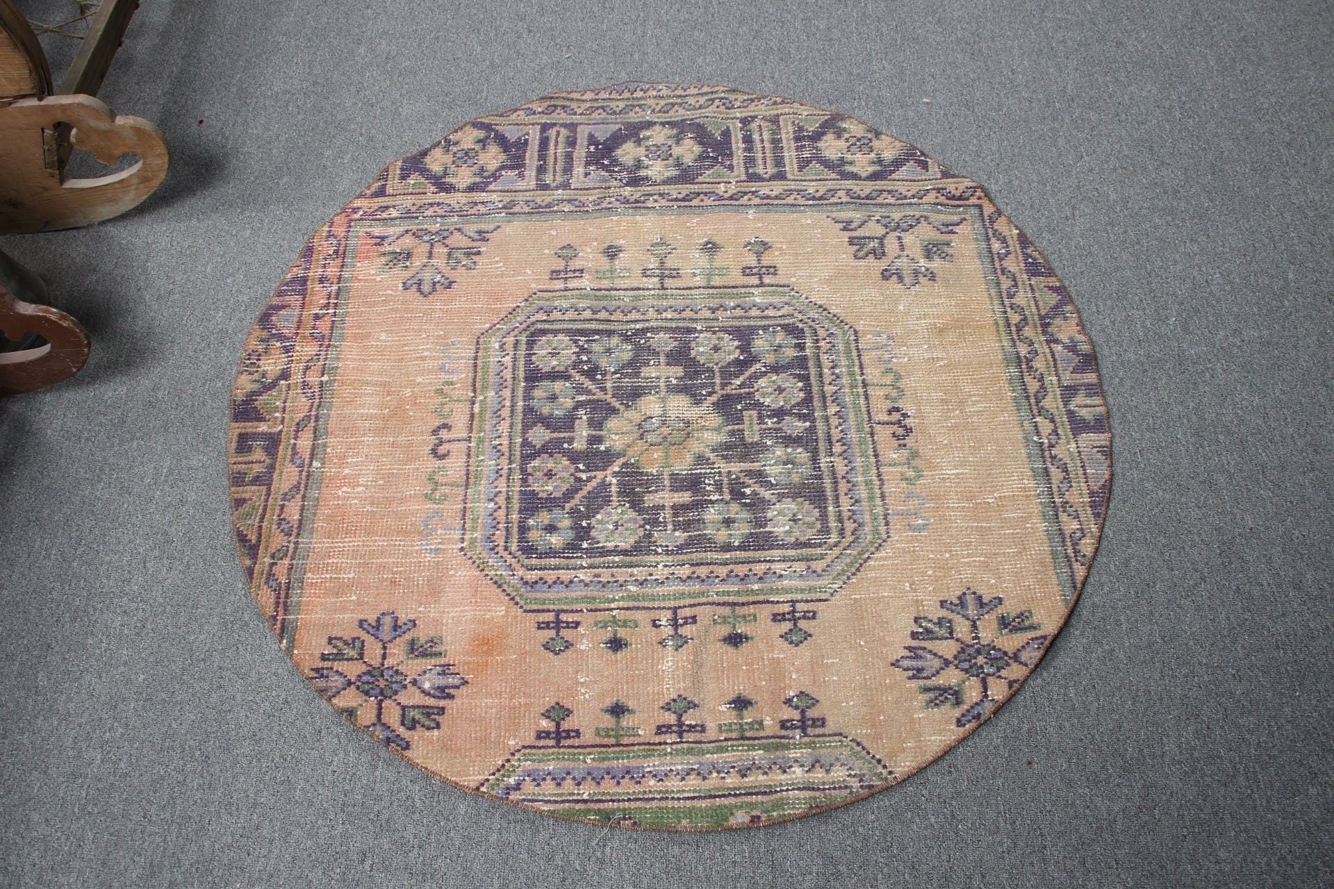 Duvara Asılı Halı, Kahverengi Yer Halıları, Yatak Odası Halısı, Vintage Halı, Türk Halısı, 3.6x3.6 ft Küçük Halı, Mutfak Halısı, Banyo Halıları, Boho Halı