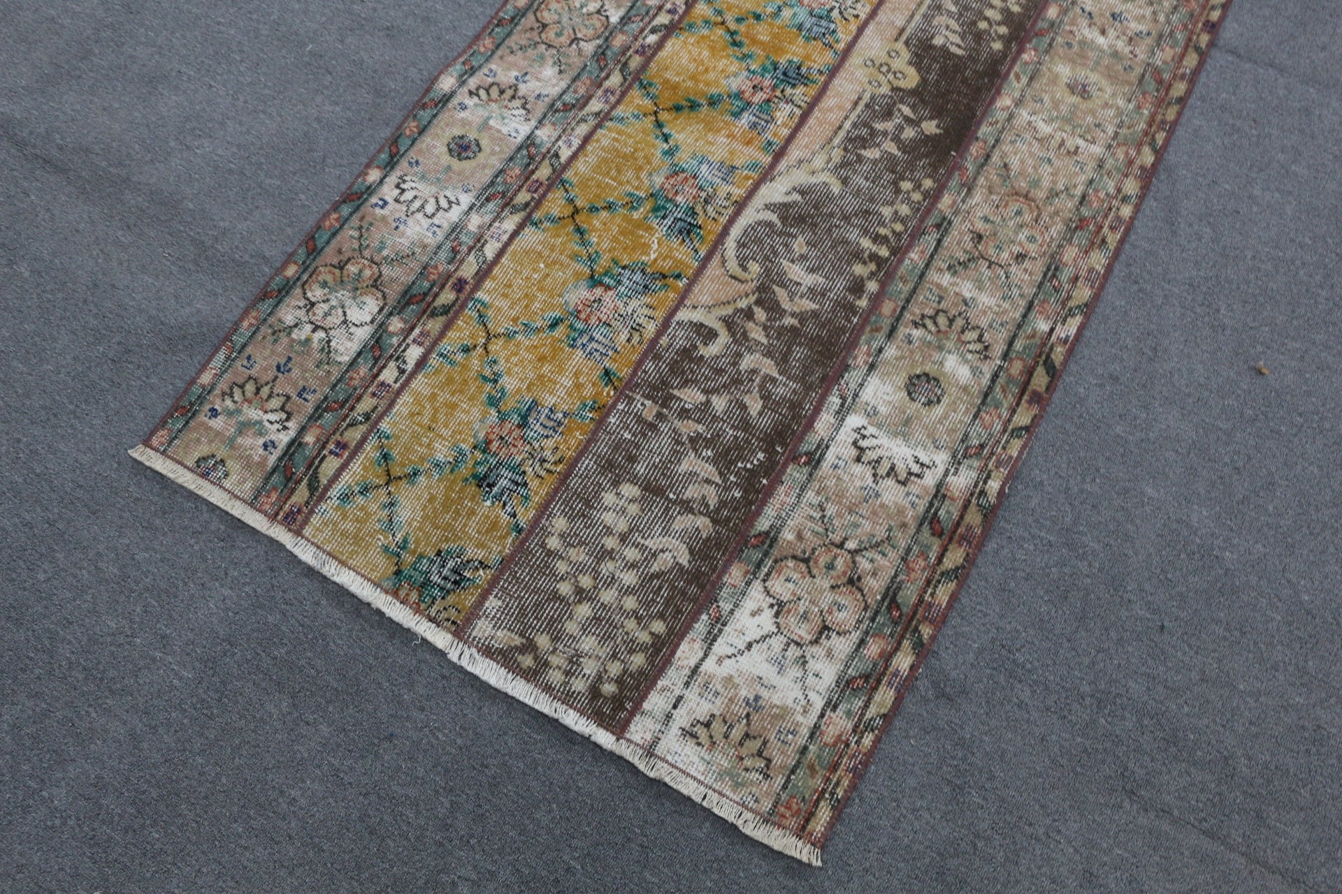 Vintage Rug, Brown Floor Rug, Entry Rug, Old Rug, Door Mat Rugs, Rugs for Bathroom, Cool Rug, Turkish Rug, 3x4.9 ft Small Rug