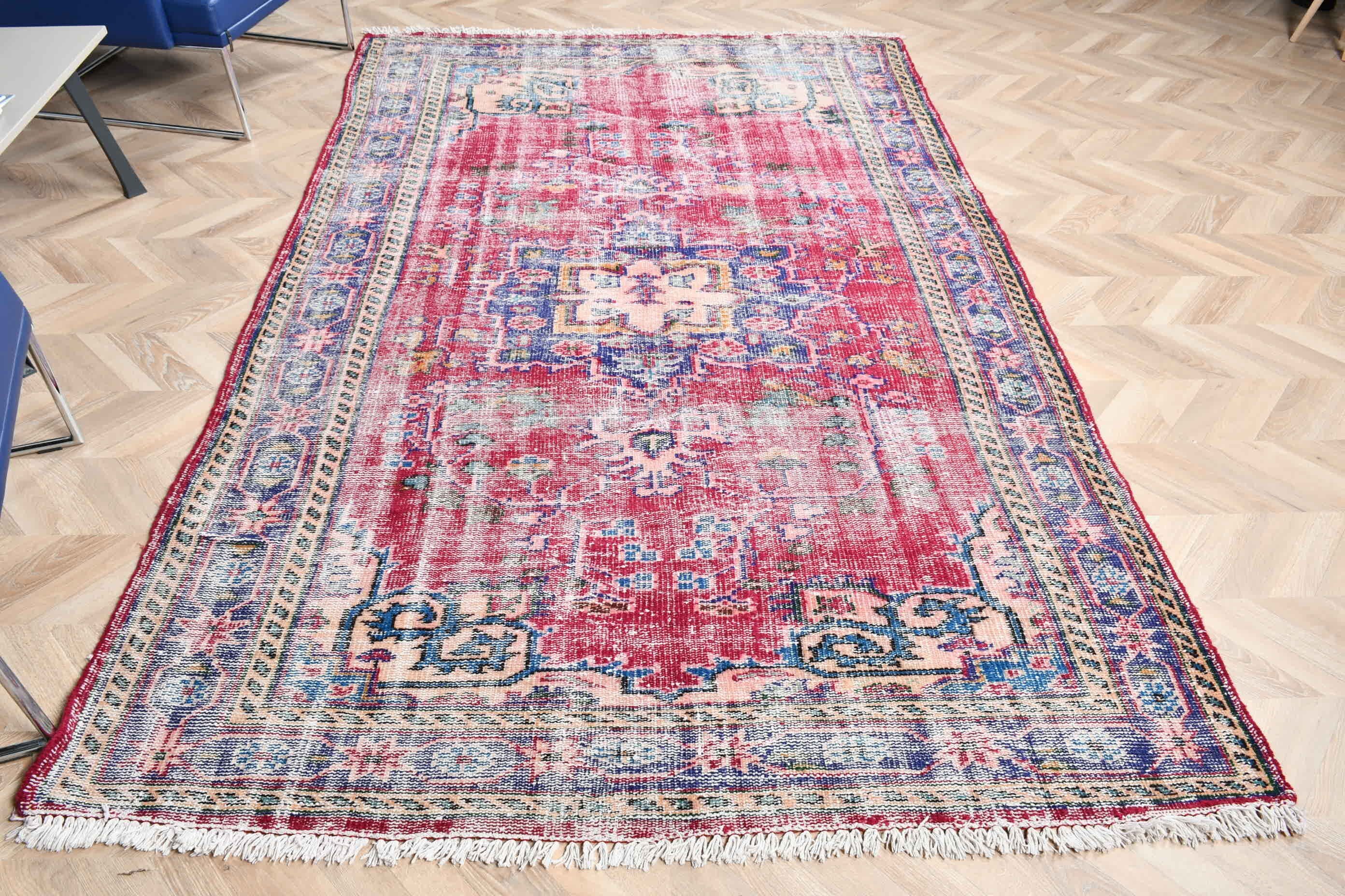 Moroccan Rugs, Salon Rug, Red Oriental Rug, Kitchen Rugs, Vintage Rugs, Turkish Rug, 5.8x9.2 ft Large Rug, Nomadic Rug, Living Room Rugs