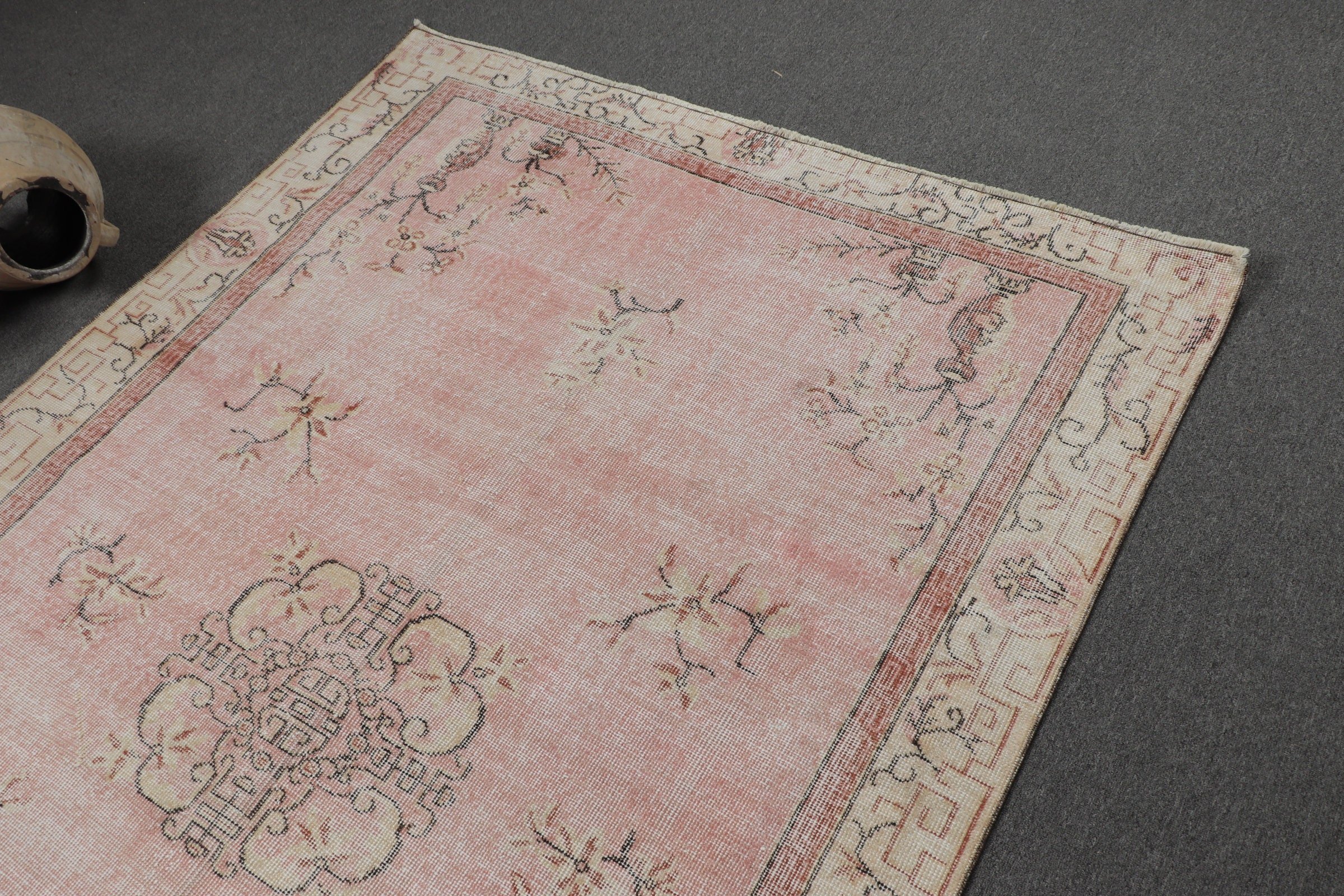 Turkish Rug, Oriental Rug, Pale Rug, Home Decor Rugs, Indoor Rug, Living Room Rug, 5.1x7.8 ft Area Rug, Vintage Rugs, Pink Antique Rug