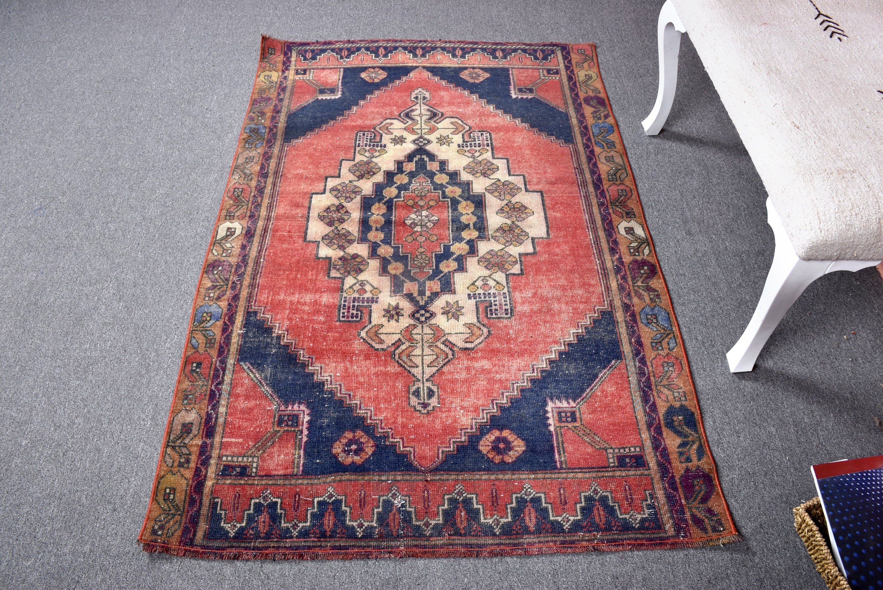 Boho Halılar, Giriş Halıları, Kırmızı Mutfak Halısı, Geleneksel Halılar, Türk Halısı, Vintage Halılar, Düz Dokuma Halılar, Boho Vurgulu Halı, 3,5x5,5 ft Vurgulu Halı