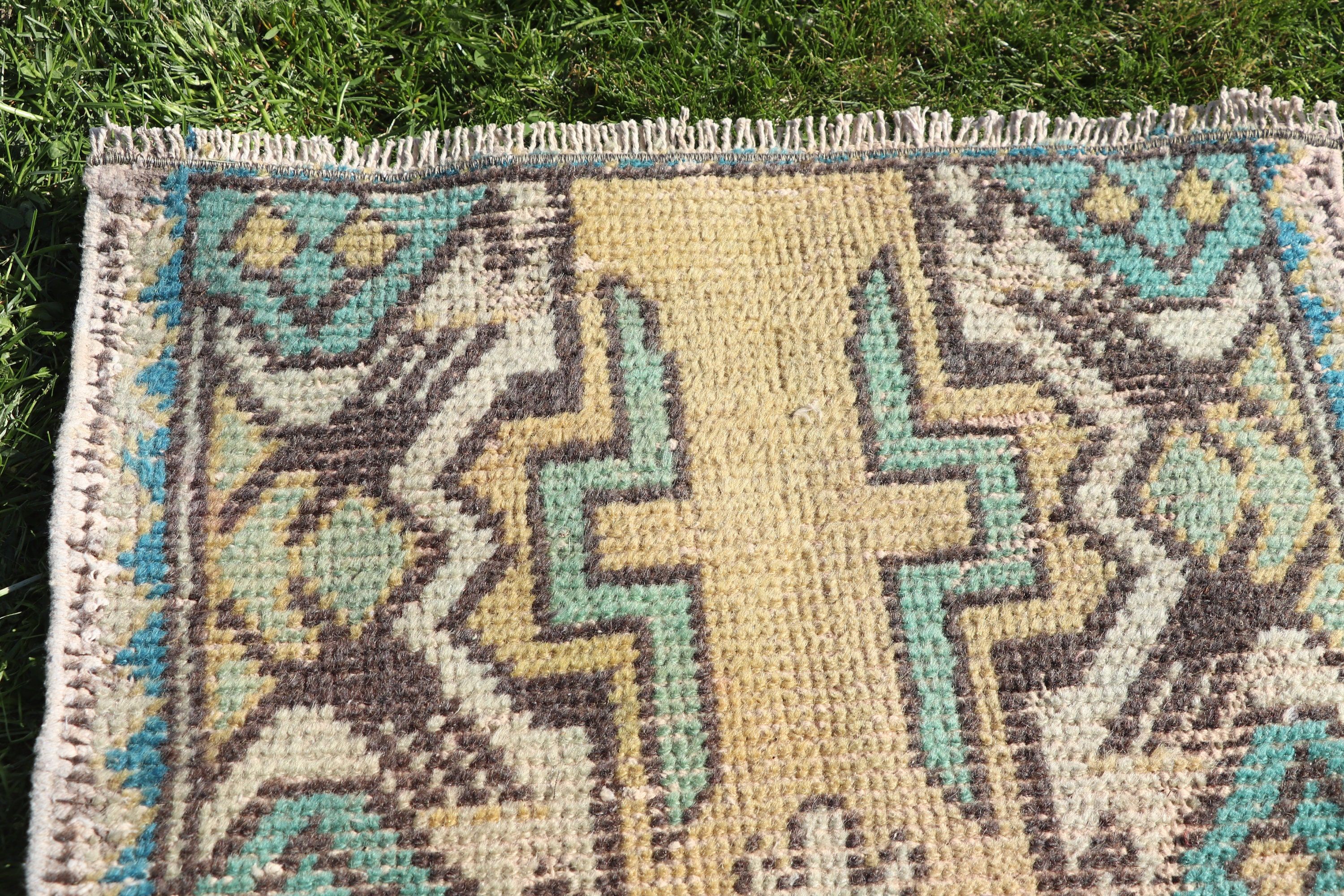 Boho Rugs, Kitchen Rug, Home Decor Rugs, Turkish Rug, Door Mat Rug, 1.5x3.2 ft Small Rug, Yellow Home Decor Rugs, Office Rug, Vintage Rugs