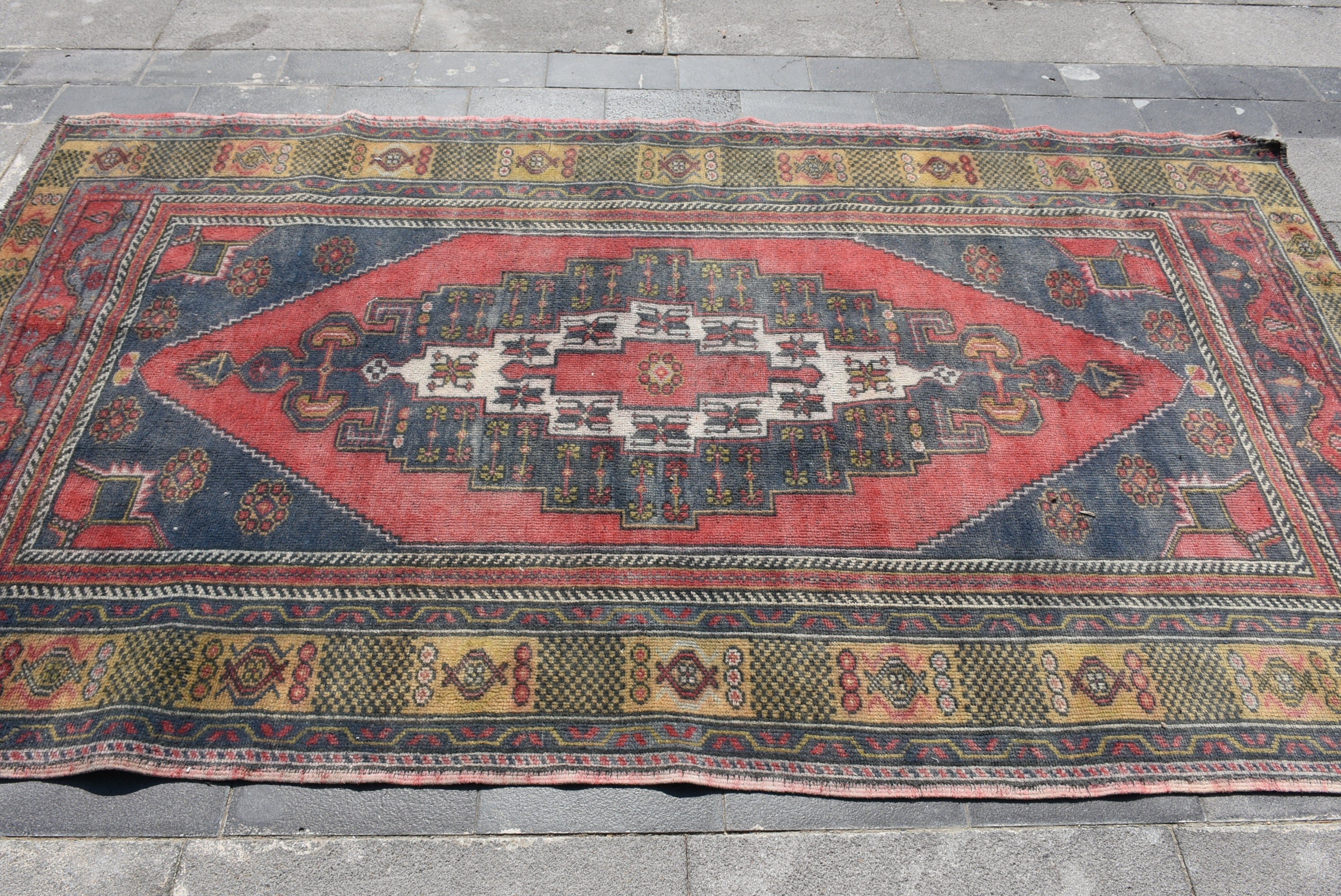 Dining Room Rug, 4.8x8.4 ft Large Rugs, Turkish Rug, Rugs for Salon, Salon Rugs, Vintage Rug, Red Oriental Rug, Kitchen Rug, Bedroom Rugs