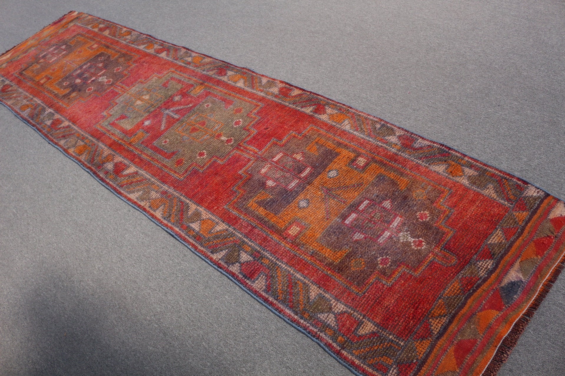 Rugs for Runner, Antique Rugs, Red Wool Rug, Turkish Rug, Eclectic Rug, Kitchen Rug, Vintage Rugs, 2.9x10.6 ft Runner Rug, Hallway Rug