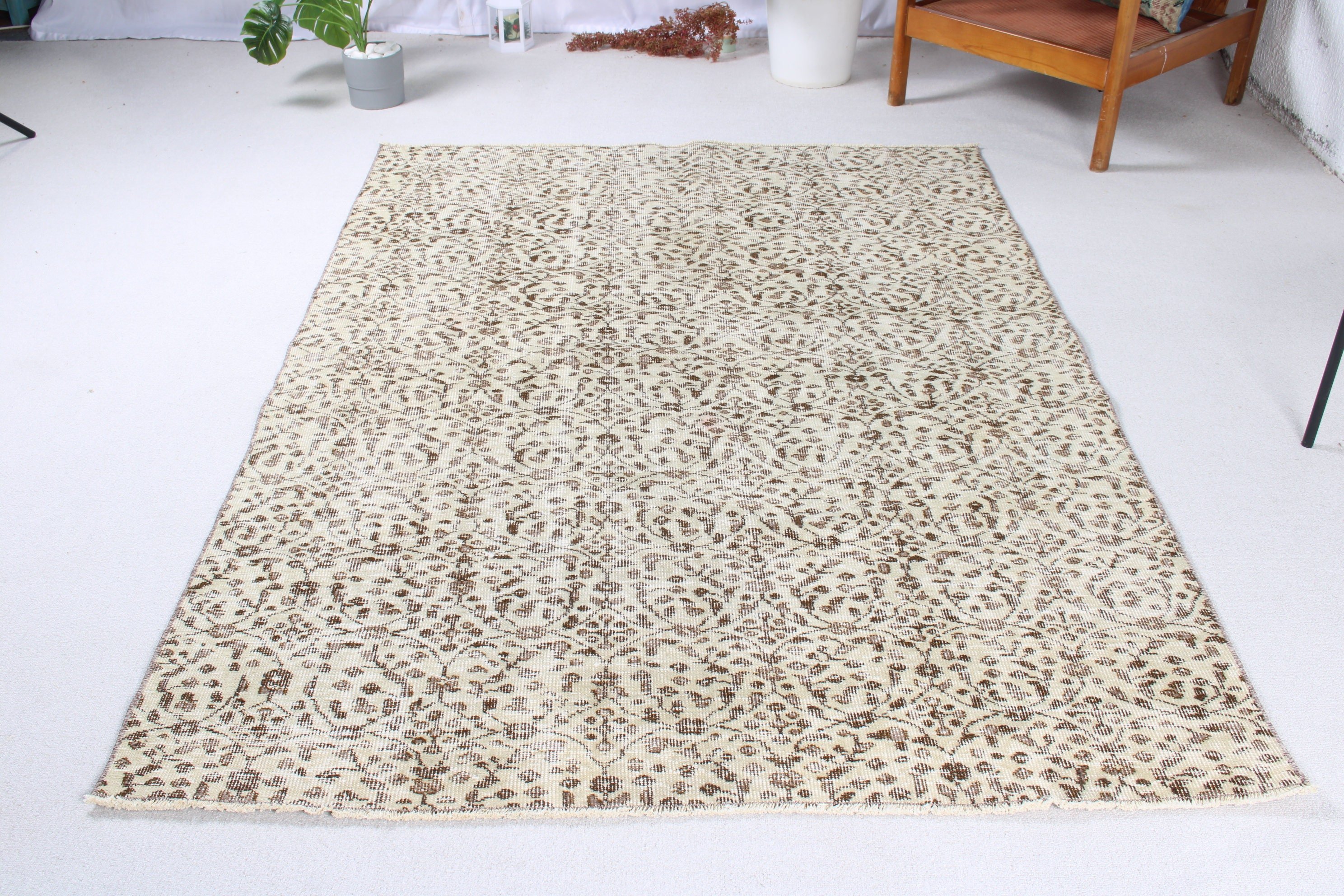 Vintage Rugs, Boho Rug, Brown Moroccan Rug, Vintage Area Rug, 5x7.1 ft Area Rugs, Turkish Rug, Floor Rugs, Neutral Rugs, Rugs for Floor