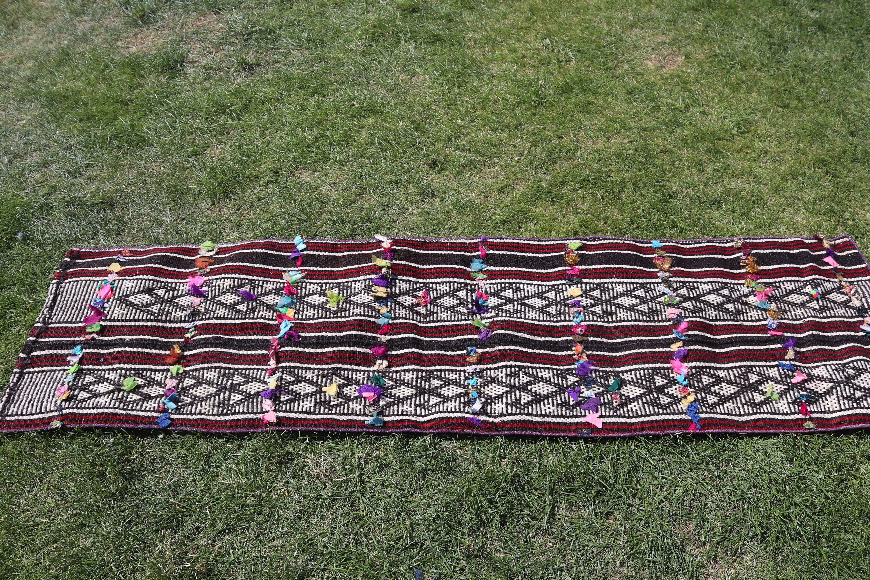 1.7x6.2 ft Runner Halı, Kilim, Koridor Halısı, Fas Halıları, Mutfak Halısı, Siyah Ev Dekor Halısı, Vintage Halılar, Mutfak Halıları, Türk Halıları