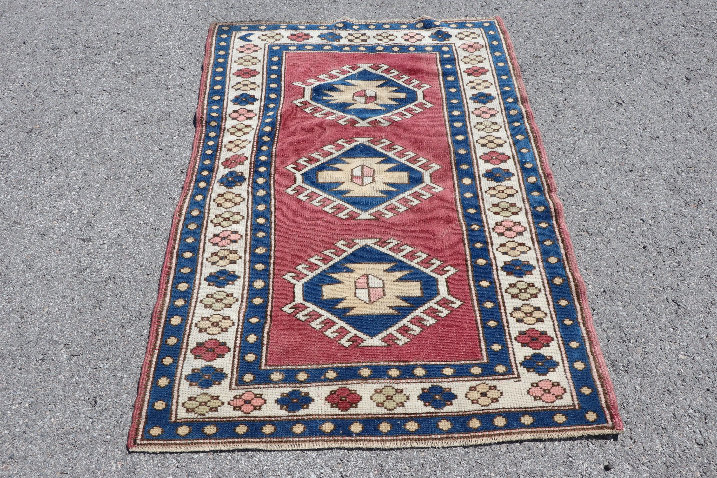 Blue Oriental Rug, Nursery Rug, Oushak Rugs, Hand Woven Rug, Turkish Rugs, 3.4x4.8 ft Accent Rug, Bedroom Rug, Oriental Rugs, Vintage Rug