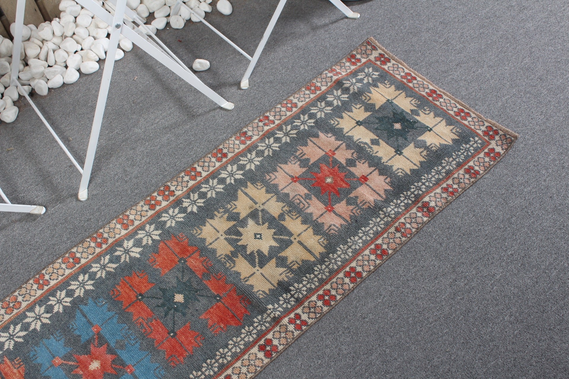 Vintage Rug, Entry Rugs, Oriental Rug, Floor Rug, Rugs for Car Mat, 1.7x4.6 ft Small Rug, Gray Home Decor Rug, Turkish Rugs, Bedroom Rugs