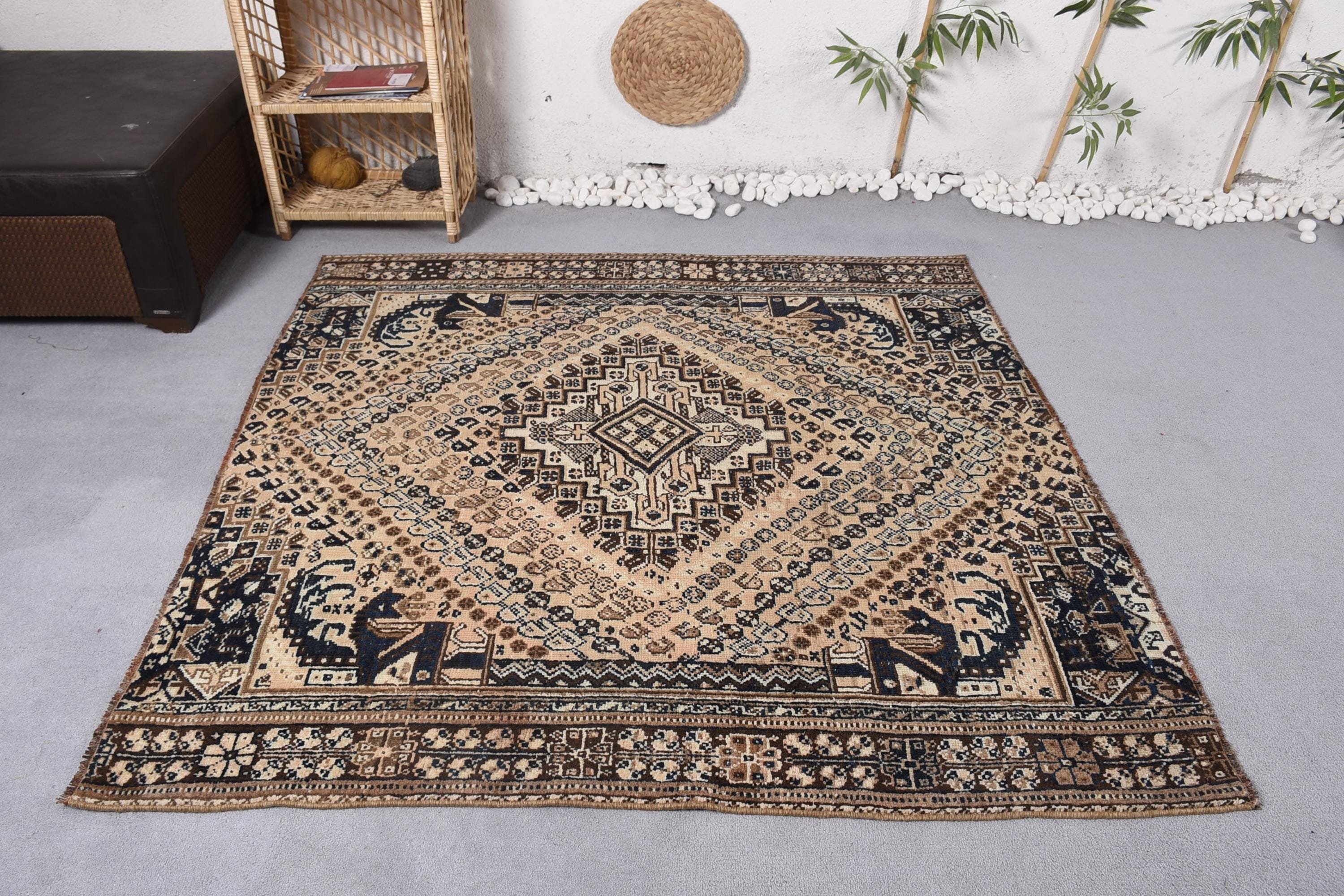 Lüks Halı, Vintage Alan Halıları, Vintage Halılar, Turuncu Modern Halı, Mutfak Halıları, Türk Halısı, Yer Halıları, El Dokuma Halılar, 5,5x5,4 ft Alan Halısı