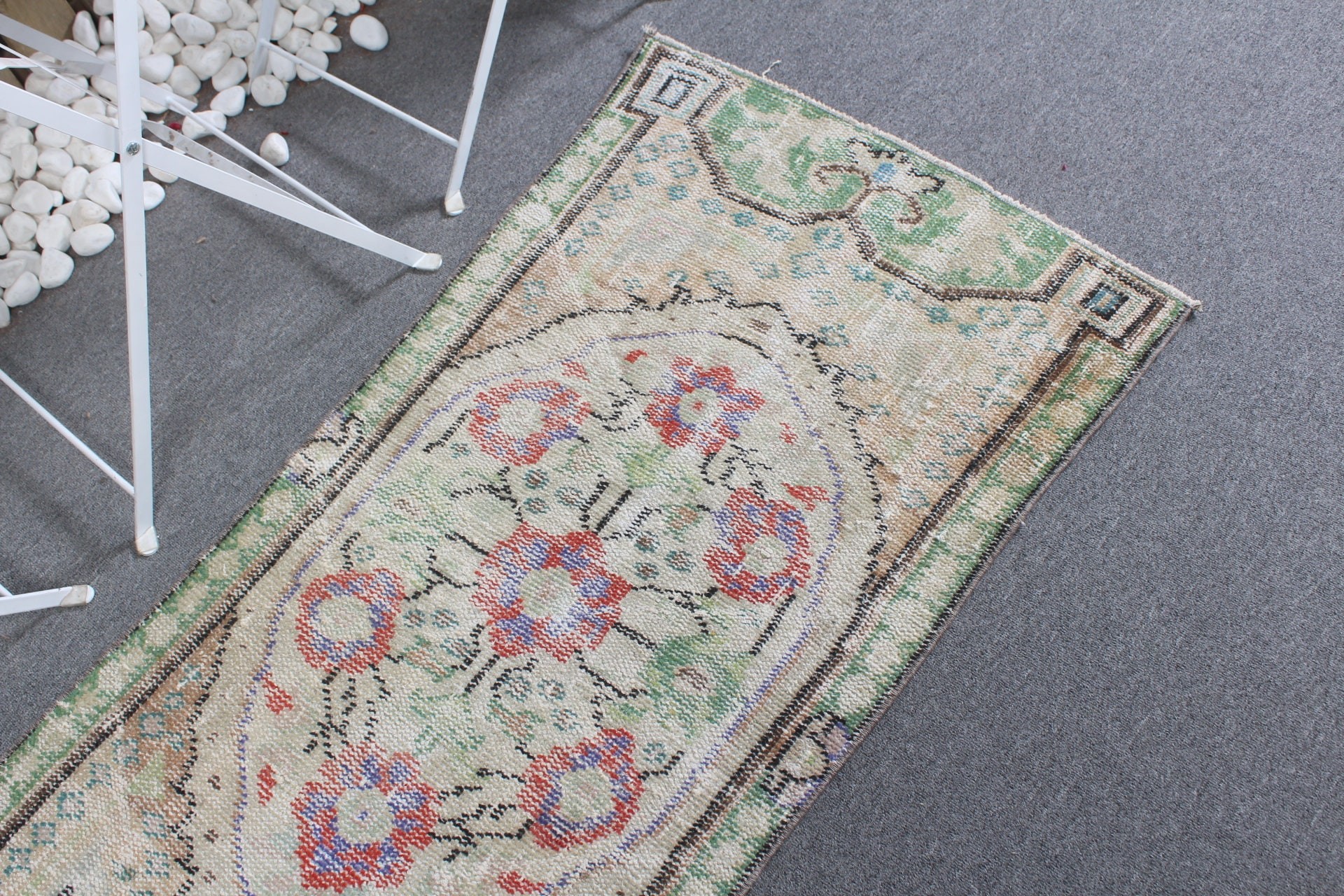 Anatolian Rugs, 2.2x4.8 ft Small Rugs, Wall Hanging Rug, Cute Rug, Vintage Rug, Floor Rug, Turkish Rugs, Green Anatolian Rugs, Kitchen Rug