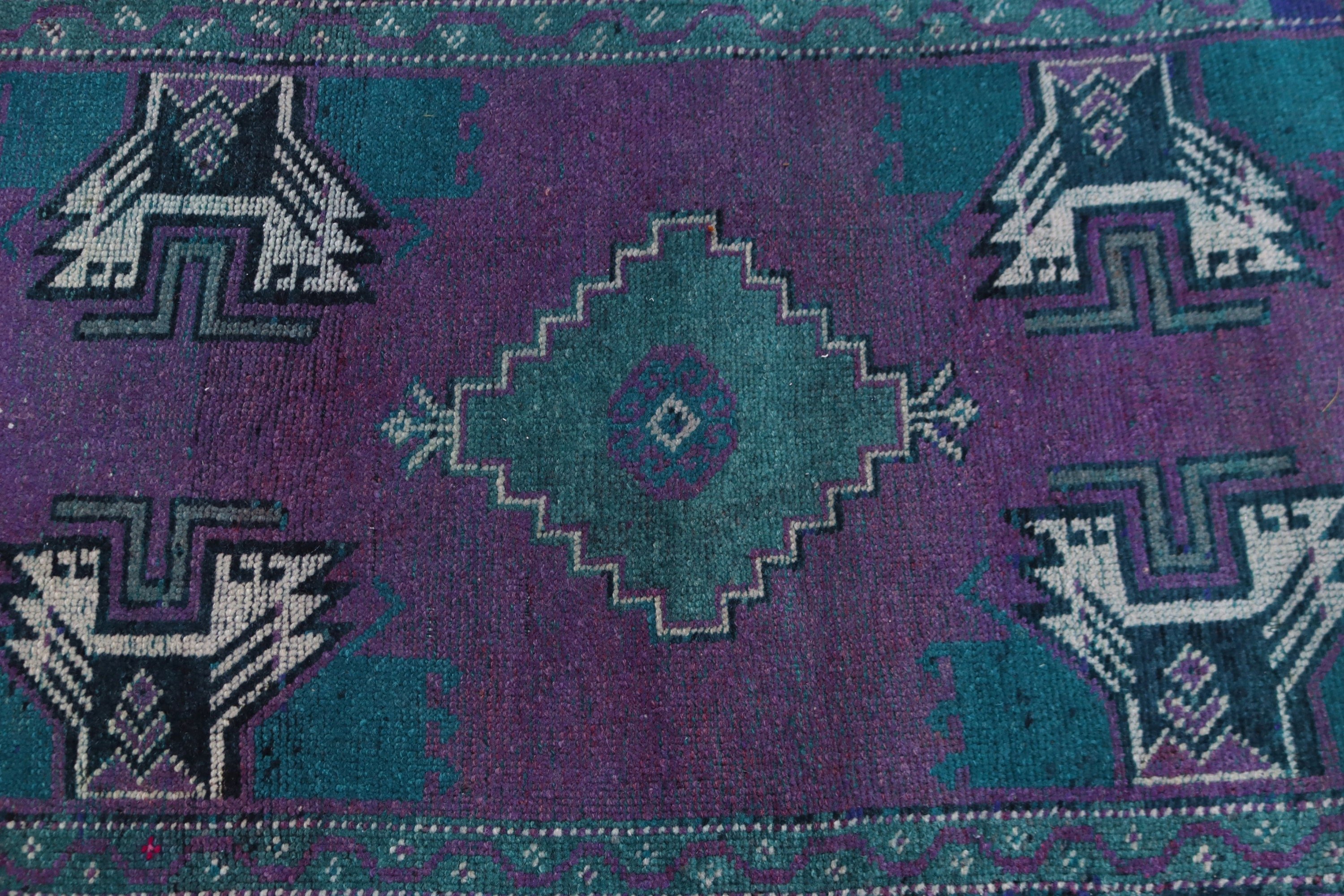 Türk Halısı, Mutfak Halıları, Yatak Odası Halıları, 1.7x2.9 ft Küçük Halılar, Yer Halıları, Tribal Halılar, Vintage Halılar, Mor Lüks Halı, Küçük Boho Halı