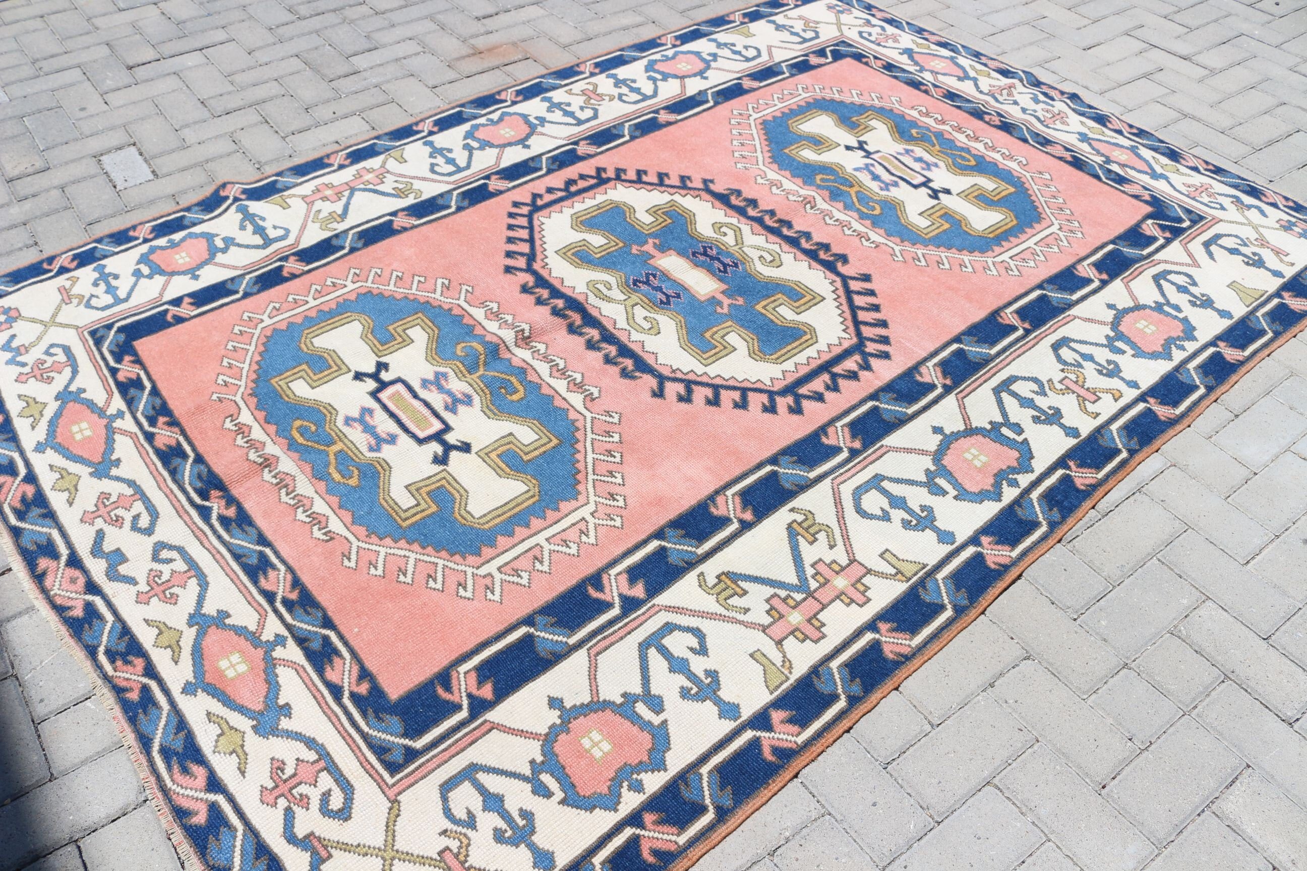 5.8x8.3 ft Large Rug, Vintage Rug, Dining Room Rugs, Salon Rug, Tribal Rug, Antique Rug, Blue Kitchen Rugs, Turkish Rugs, Oriental Rugs