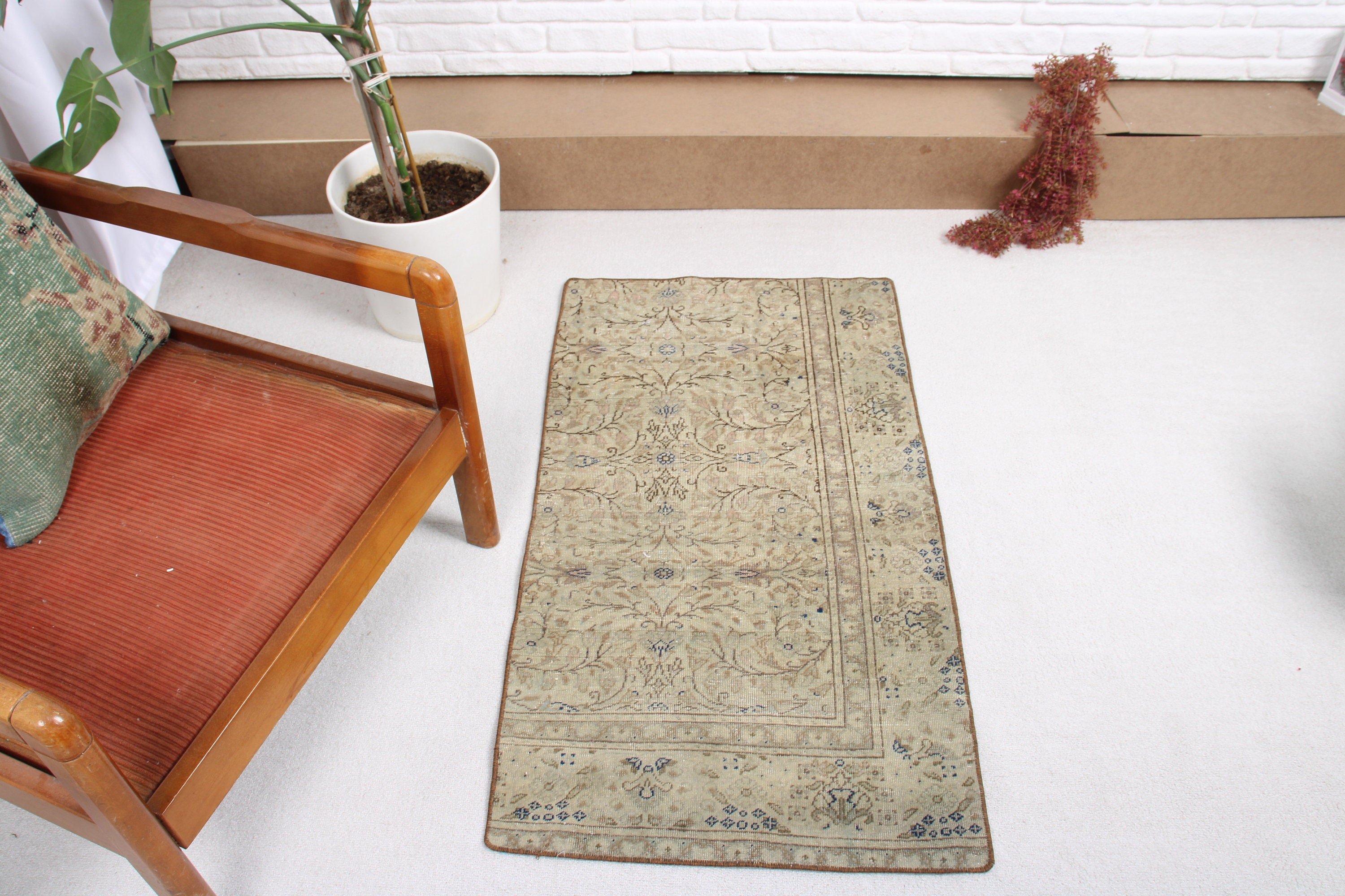 Araba Paspasları için Halılar, Vintage Halı, 2x3,6 ft Küçük Halılar, Yeşil Mutfak Halıları, Duvara Asılı Halılar, Banyo Halısı, Boho Halısı, Türk Halısı, Modern Halı