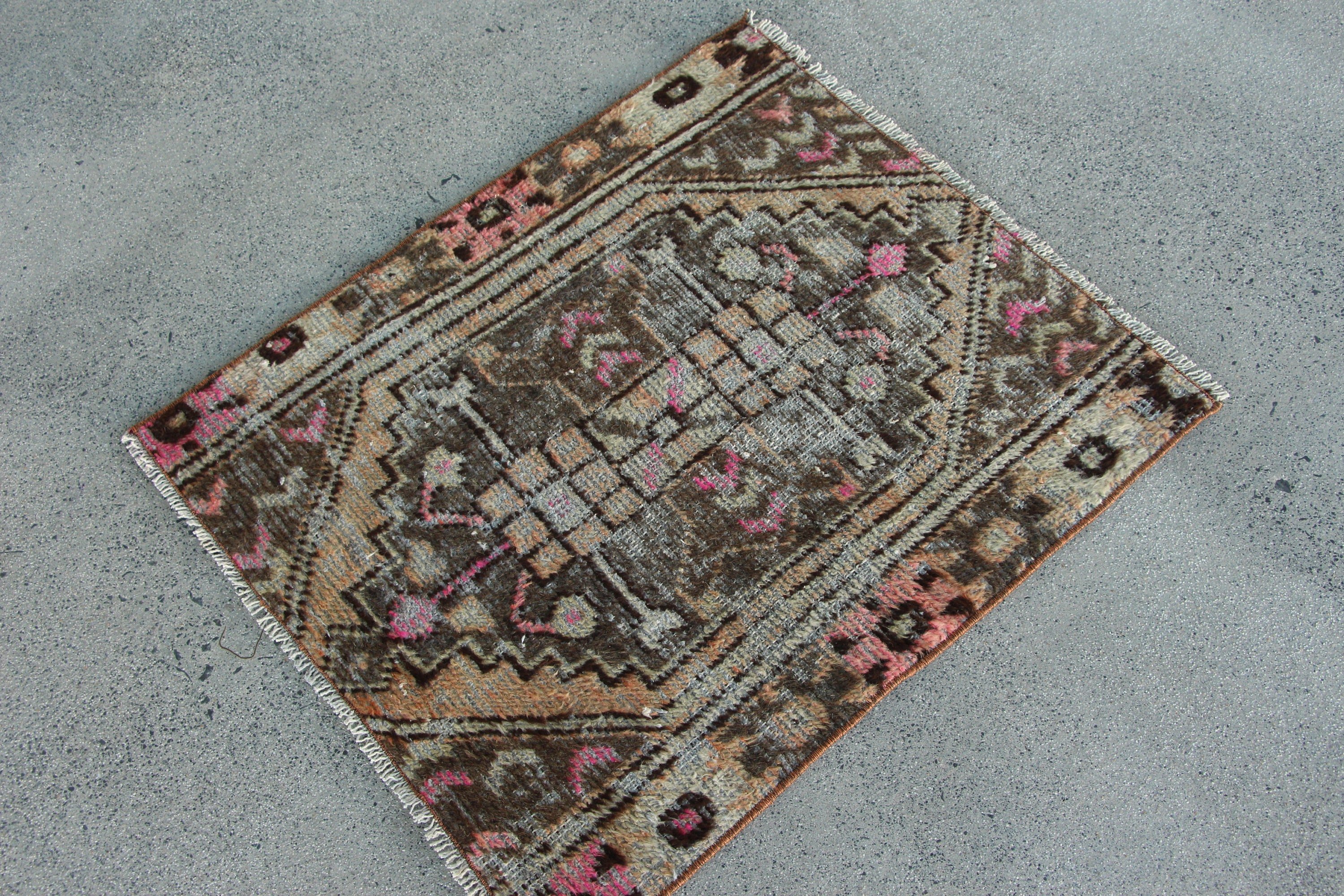 Bedroom Rugs, Turkish Rugs, Antique Rug, Vintage Rugs, Brown Wool Rug, 2.4x2.8 ft Small Rug, Oushak Rug, Nursery Rug, Bath Mat Boho Rugs