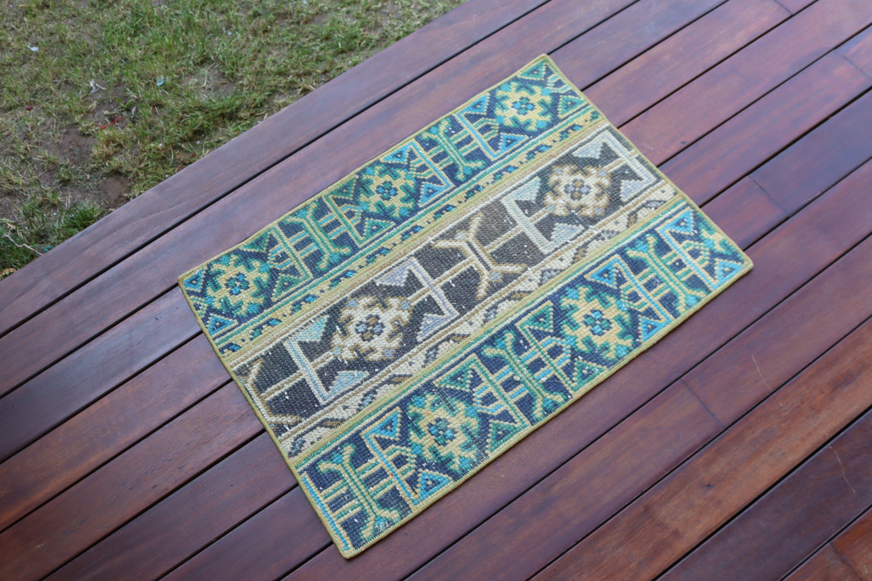 Vintage Rug, Small Area Rugs, Kitchen Rug, Turkish Rugs, Boho Rugs, Green Statement Rugs, Turkey Rugs, 1.6x2.3 ft Small Rug, Geometric Rugs