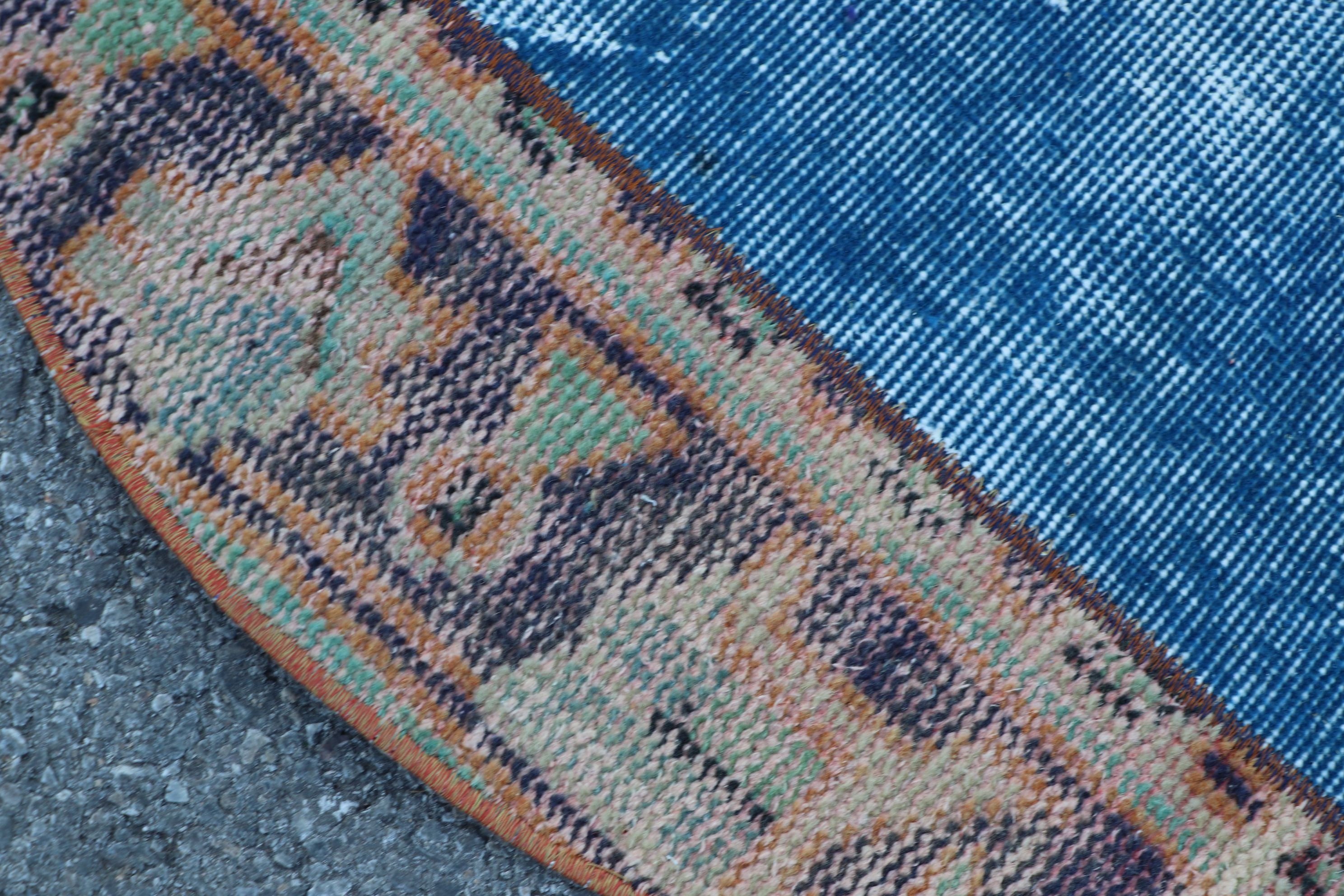 Cool Rug, Bathroom Rug, Oushak Rug, Door Mat Rug, Blue Kitchen Rug, Turkish Rugs, Vintage Rugs, 2.6x2.6 ft Small Rugs, Rugs for Bath