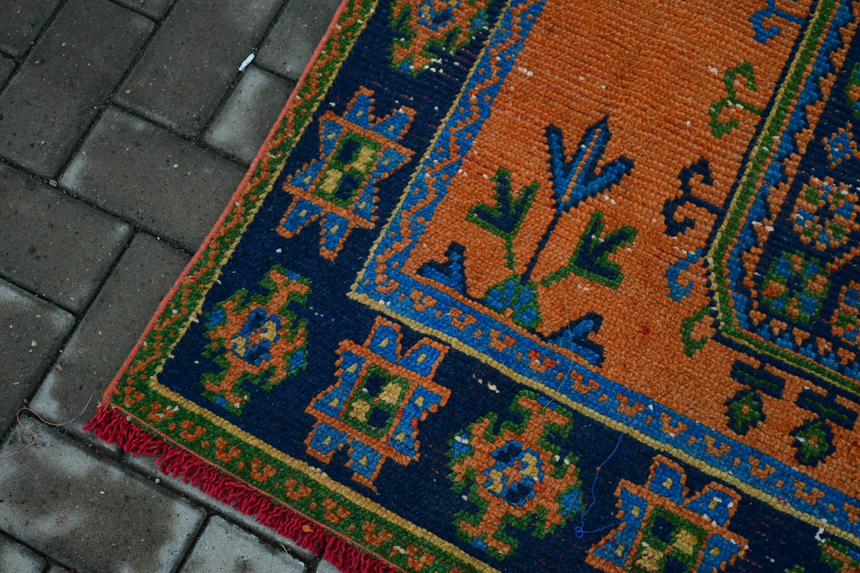 4.3x11.2 ft Runner Rug, Corridor Rug, Stair Rug, Orange Anatolian Rugs, Vintage Rug, Wool Rug, Turkish Rug, Pastel Rugs, Oriental Rug