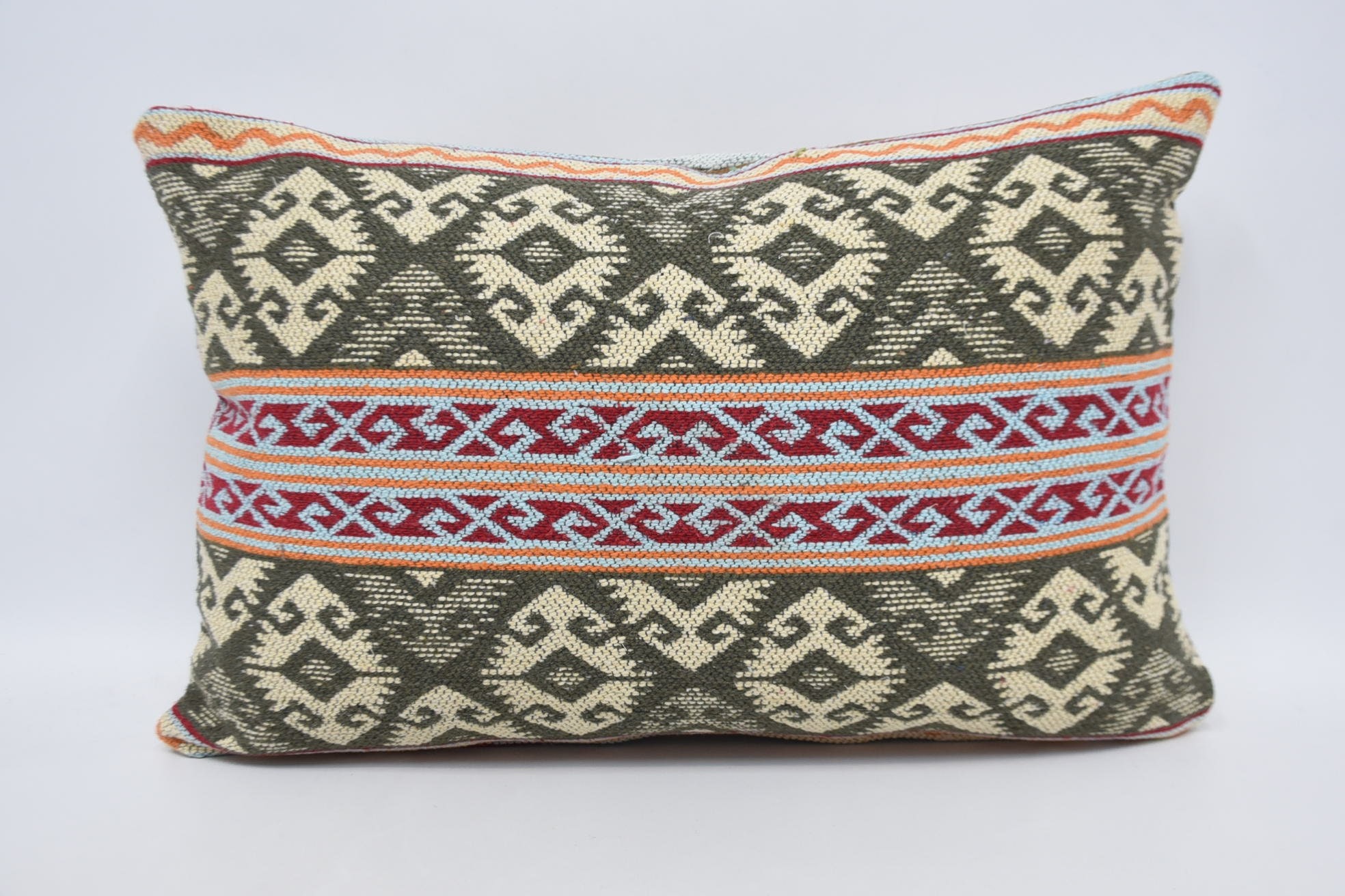 16"x24" White Pillow Sham, Kilim Pillow Cover, Throw Kilim Pillow, Aesthetic Pillow, Decorative Throw Pillow, Vintage Kilim Pillow