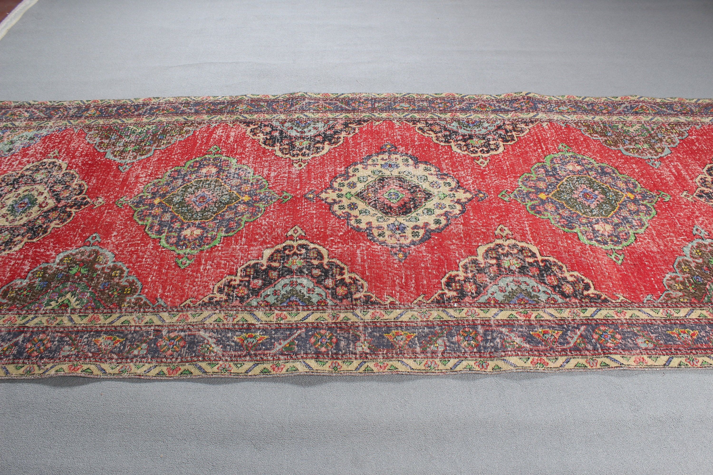 Red Bedroom Rug, Floor Rugs, 4.7x12.4 ft Runner Rug, Bedroom Rug, Kitchen Rugs, Oriental Rugs, Long Runner Rug, Turkish Rug, Vintage Rug