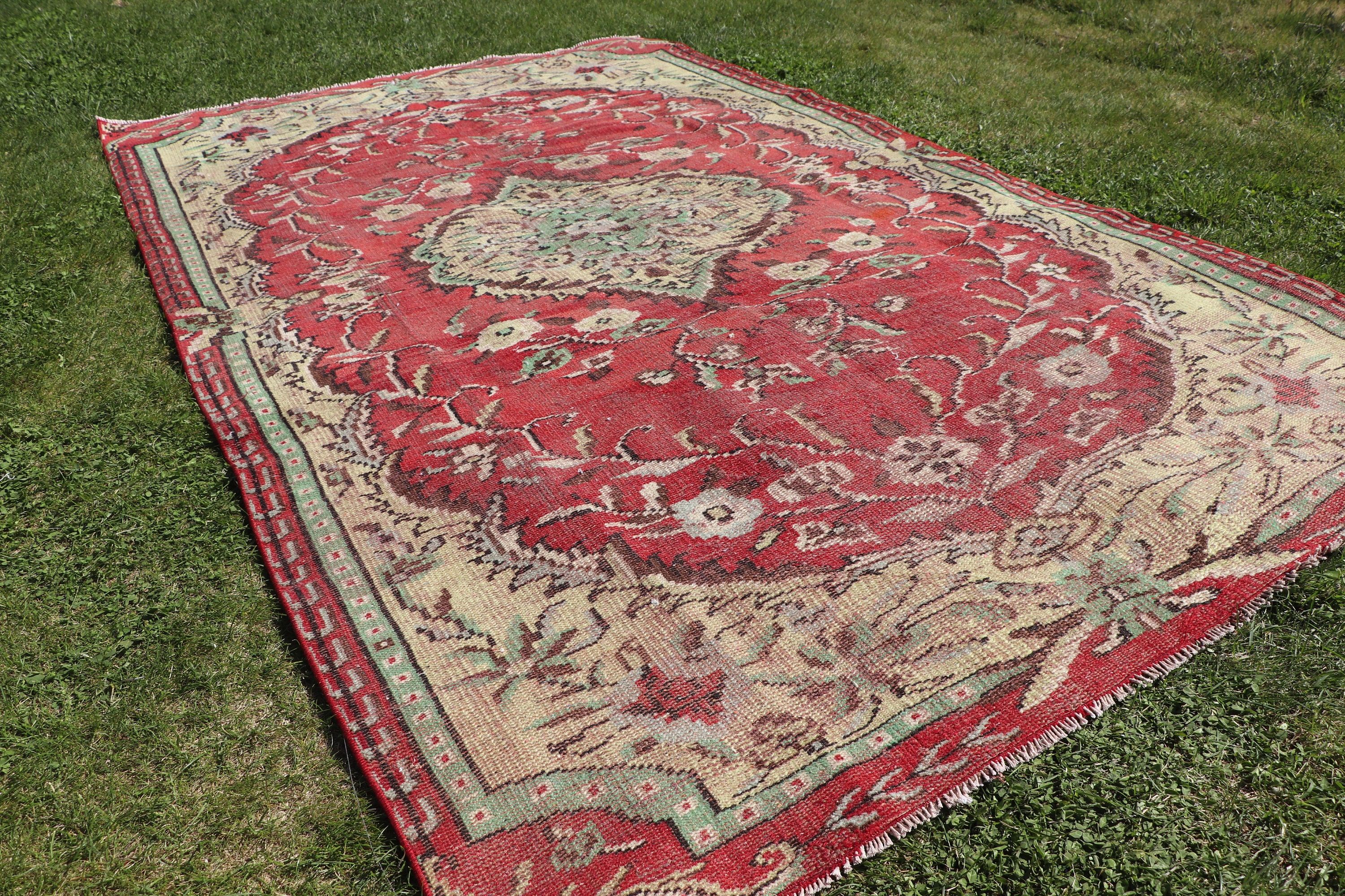 Large Boho Rug, Luxury Rugs, Turkish Rugs, Oriental Rug, Dining Room Rug, Turkey Rugs, Vintage Rug, 5.2x8.9 ft Large Rugs, Red Antique Rugs