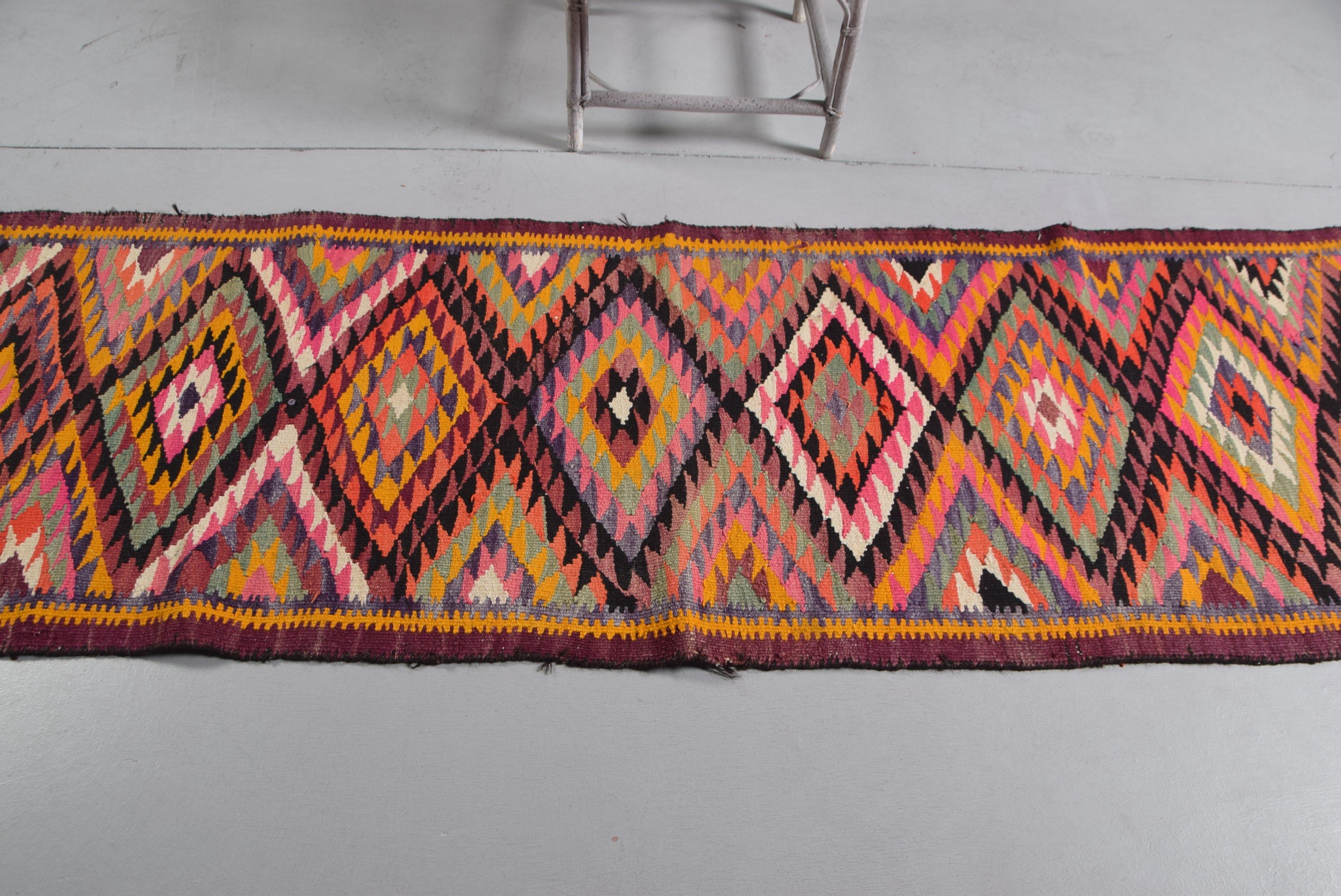 Rainbow Moroccan Rugs, Turkish Rug, Kitchen Rug, Corridor Rug, Vintage Rug, 2.8x9.3 ft Runner Rugs, Bedroom Rug, Aztec Rug