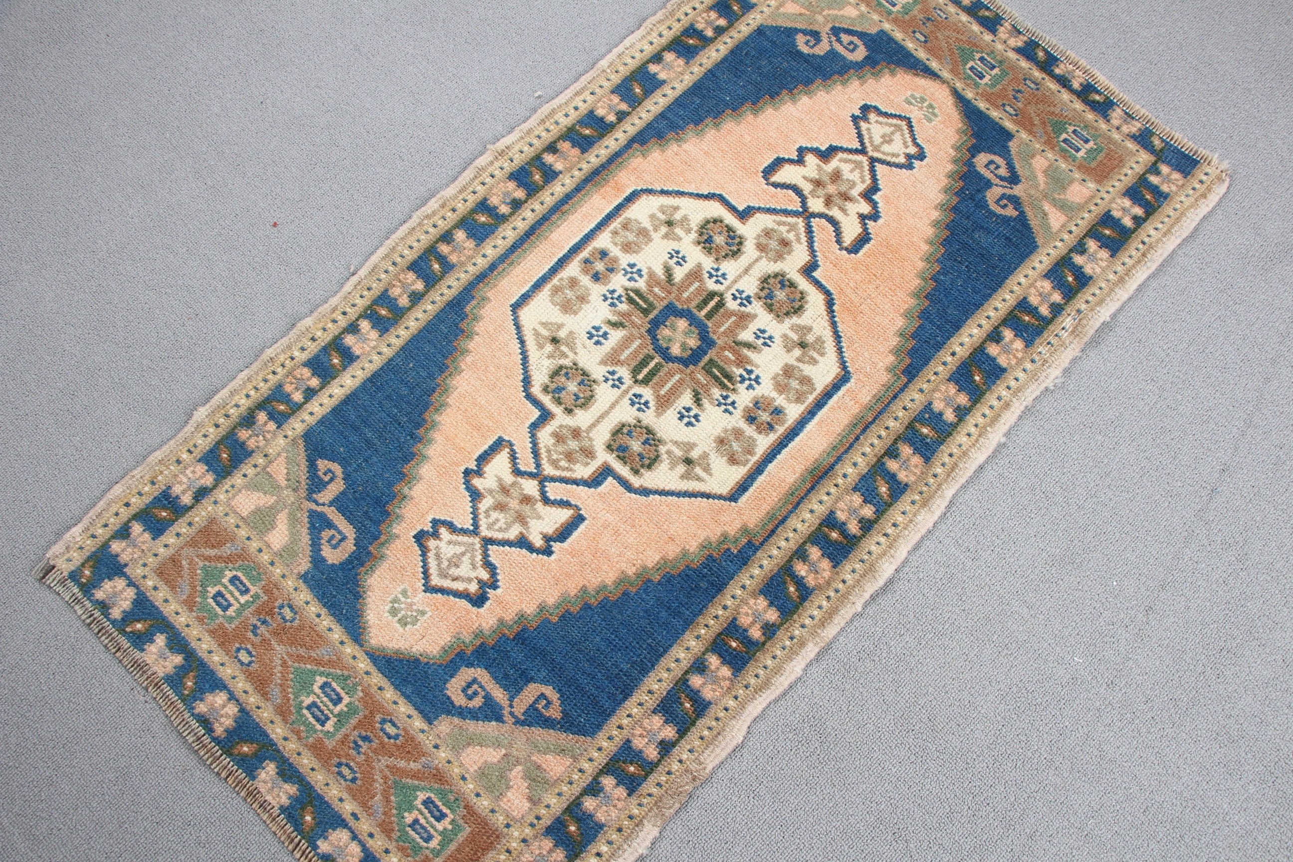 1.7x3.3 ft Small Rugs, Vintage Rug, Rugs for Kitchen, Nursery Rug, Hand Woven Rug, Turkish Rugs, Bedroom Rugs, Blue Cool Rugs