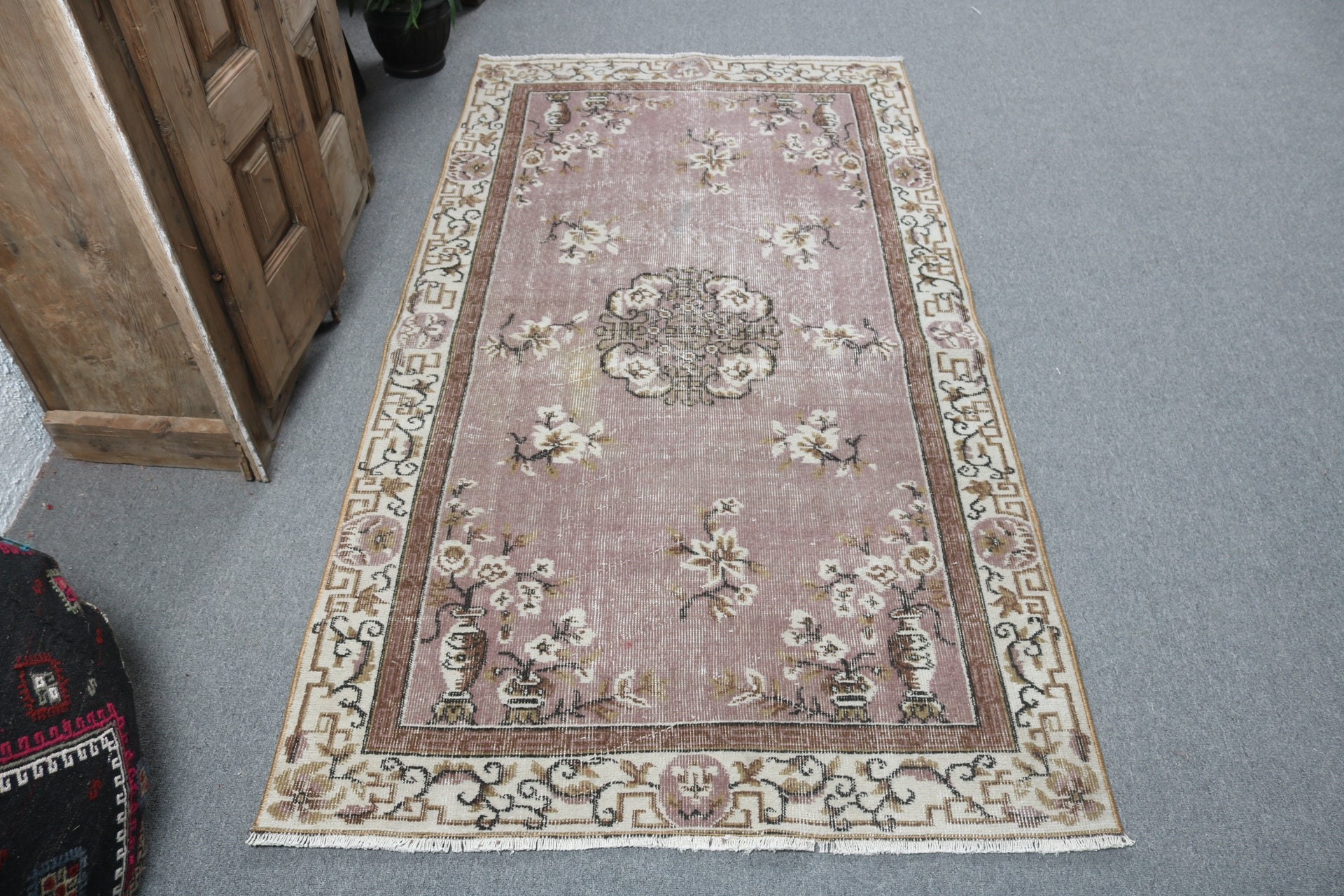 Vintage Halı, Modern Halı, Mor Lüks Halı, Vintage Alan Halıları, Türk Halısı, Boho Alan Kilimi, Etnik Halılar, 3,6x6,7 ft Alan Halısı, Açıklama Halıları