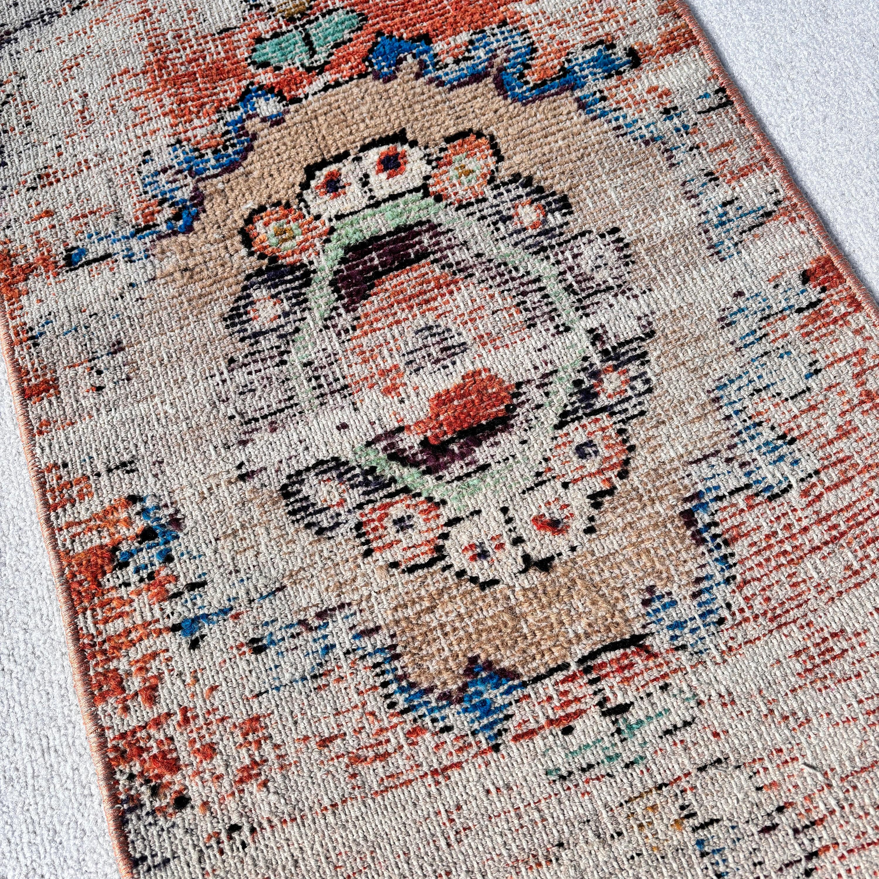 Anatolian Rugs, 1.3x2.9 ft Small Rugs, Bath Rug, Home Decor Rug, Small Vintage Rugs, Vintage Rugs, Turkish Rugs, Brown Anatolian Rug