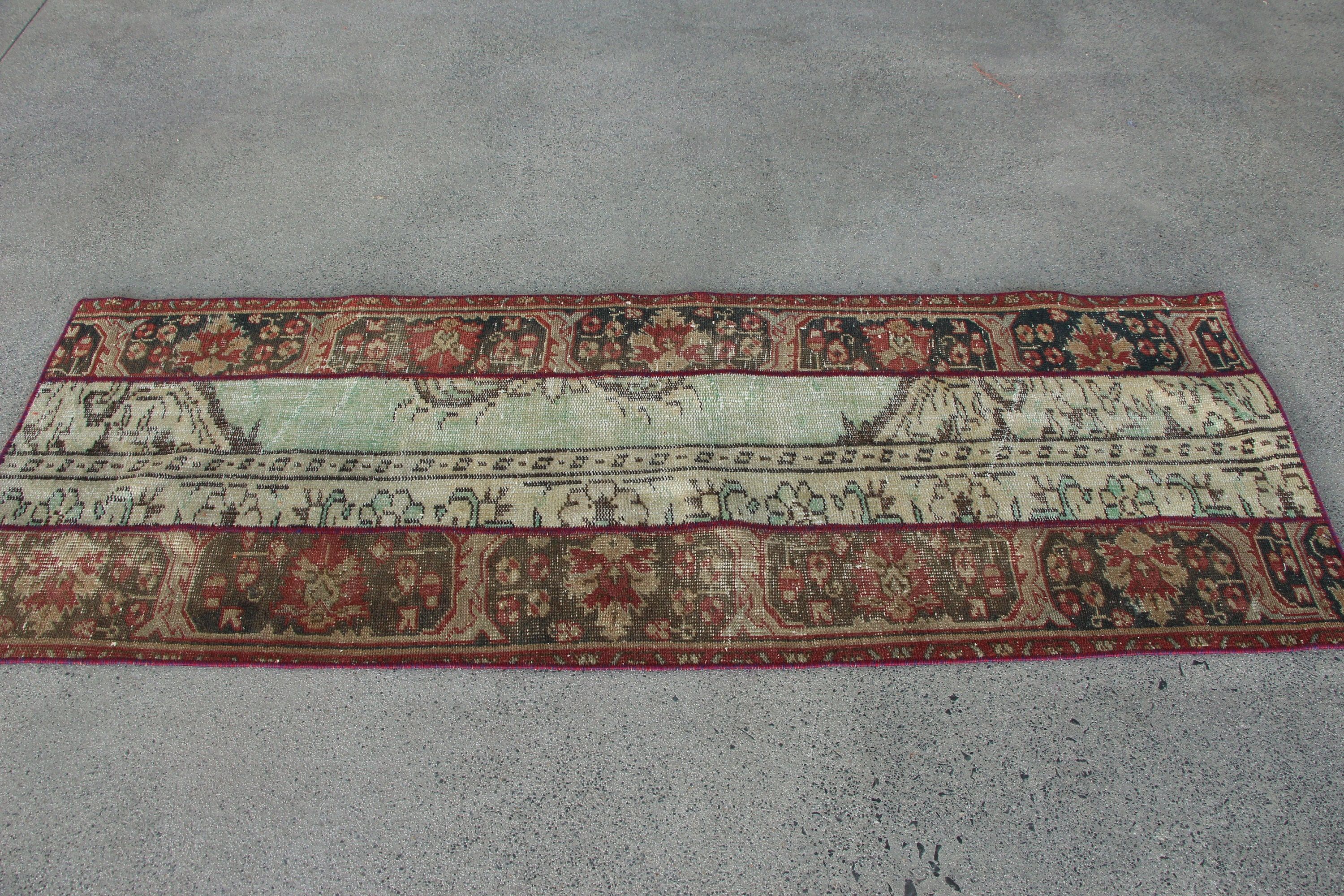 Yeşil Oushak Halıları, Koridor Halısı, Yer Halısı, Türk Halıları, Ev Dekorasyonu Halısı, Merdiven Halıları, Vintage Halı, 2.2x6.4 ft Runner Halısı, Mutfak Halısı