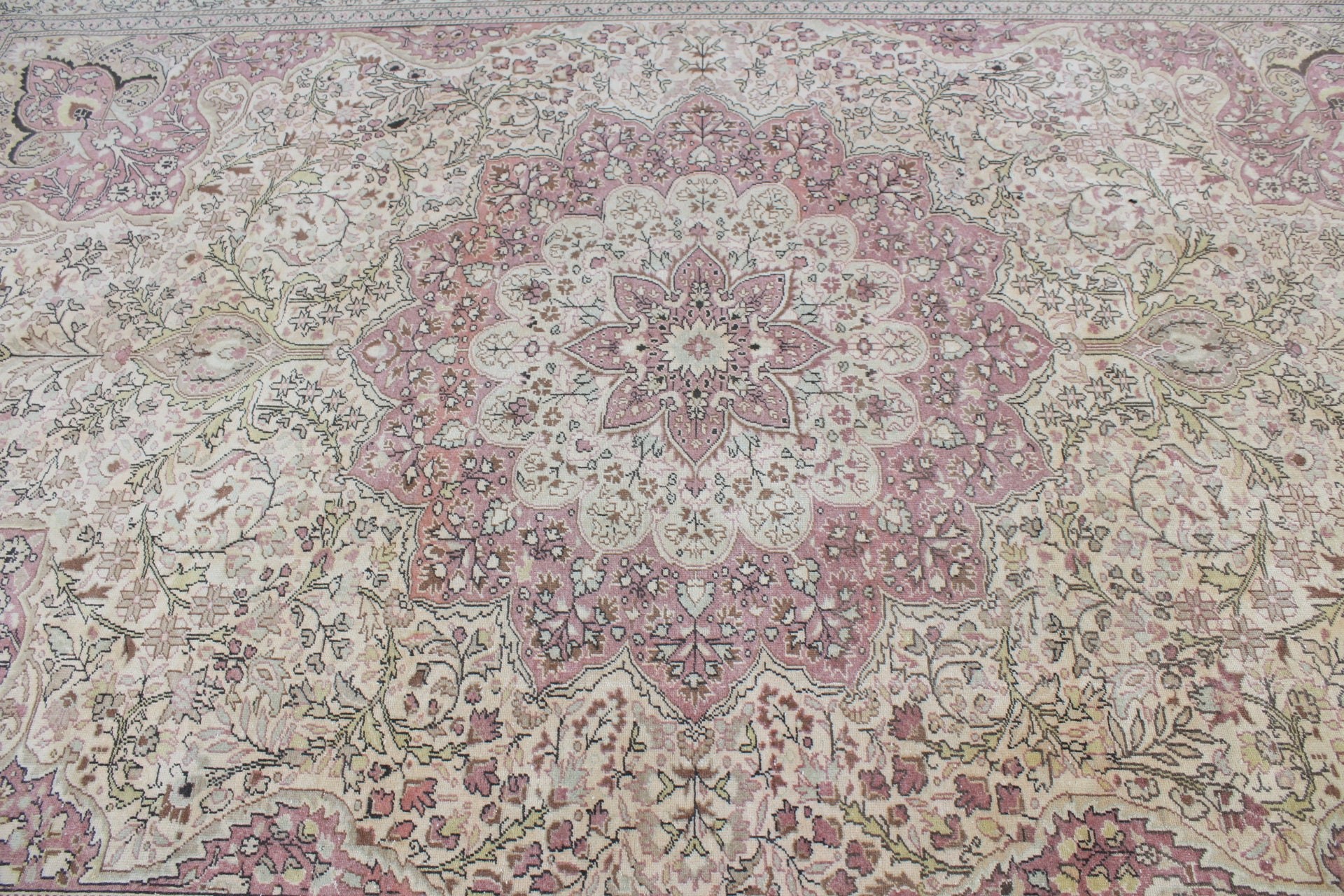 Büyük Vintage Halı, Mutfak Halıları, Bej El Dokuma Halılar, Vintage Halı, 6.6x9.7 ft Büyük Halılar, Türk Halısı, Geometrik Halılar, Büyük Boho Halılar