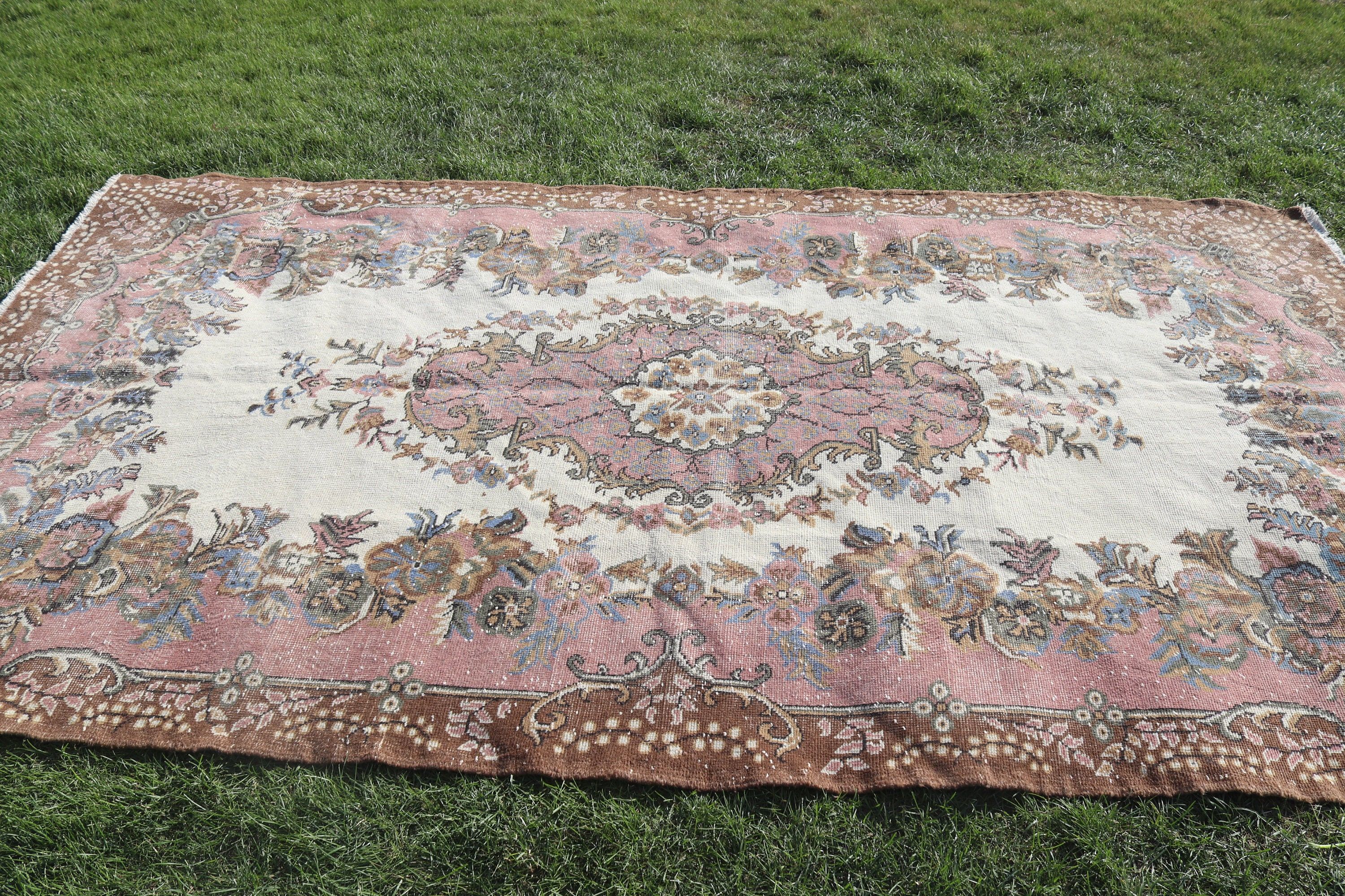 5.7x10 ft Büyük Halılar, Türk Halısı, Anadolu Halısı, Pembe Ev Dekor Halıları, Aztek Halısı, Büyük Oushak Halısı, Büyük Boho Halıları, Vintage Halı, Havalı Halı