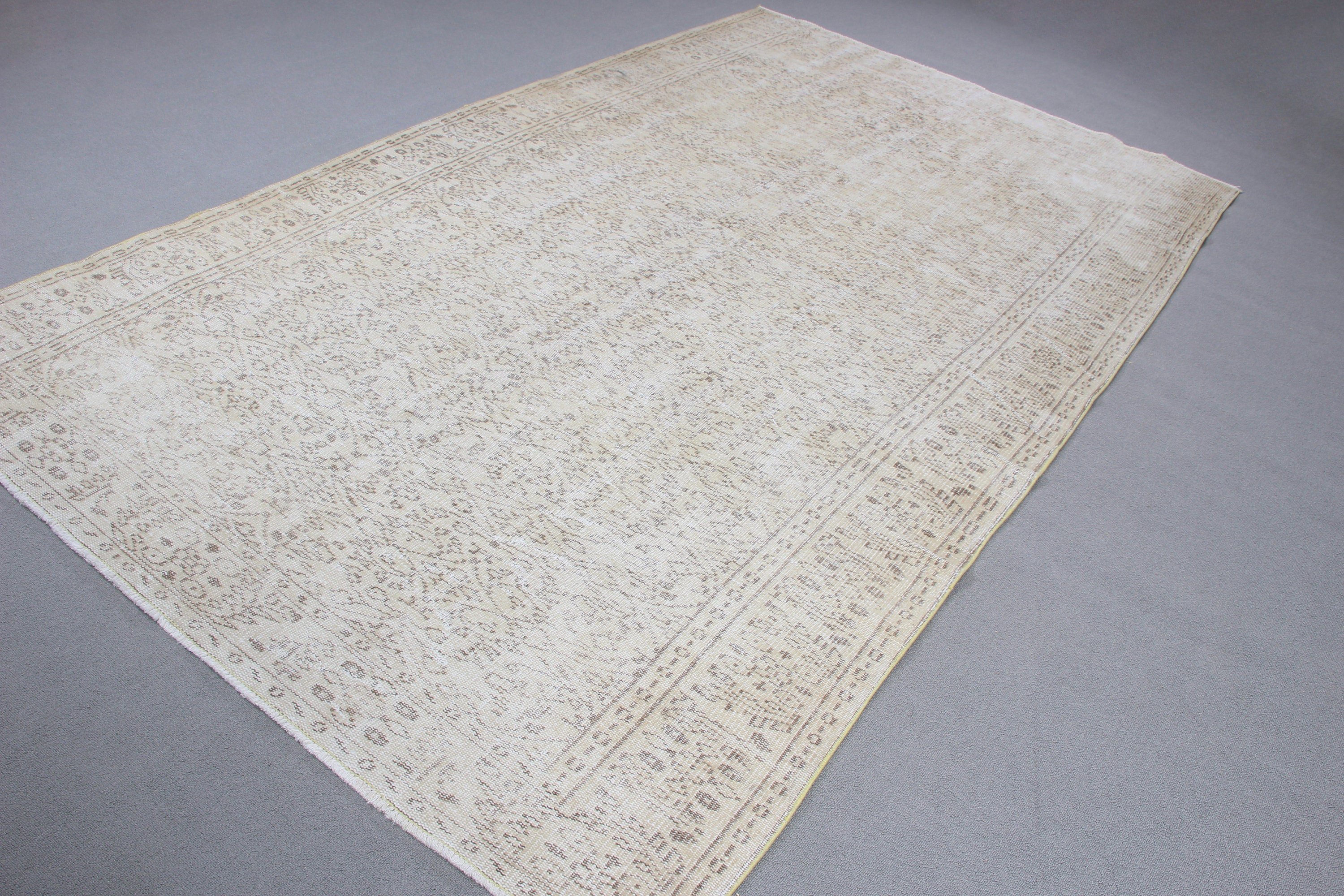 Turkish Rugs, Large Oushak Rugs, Anatolian Rugs, 6.1x10.2 ft Large Rugs, Salon Rug, Vintage Rugs, Beige Bedroom Rugs