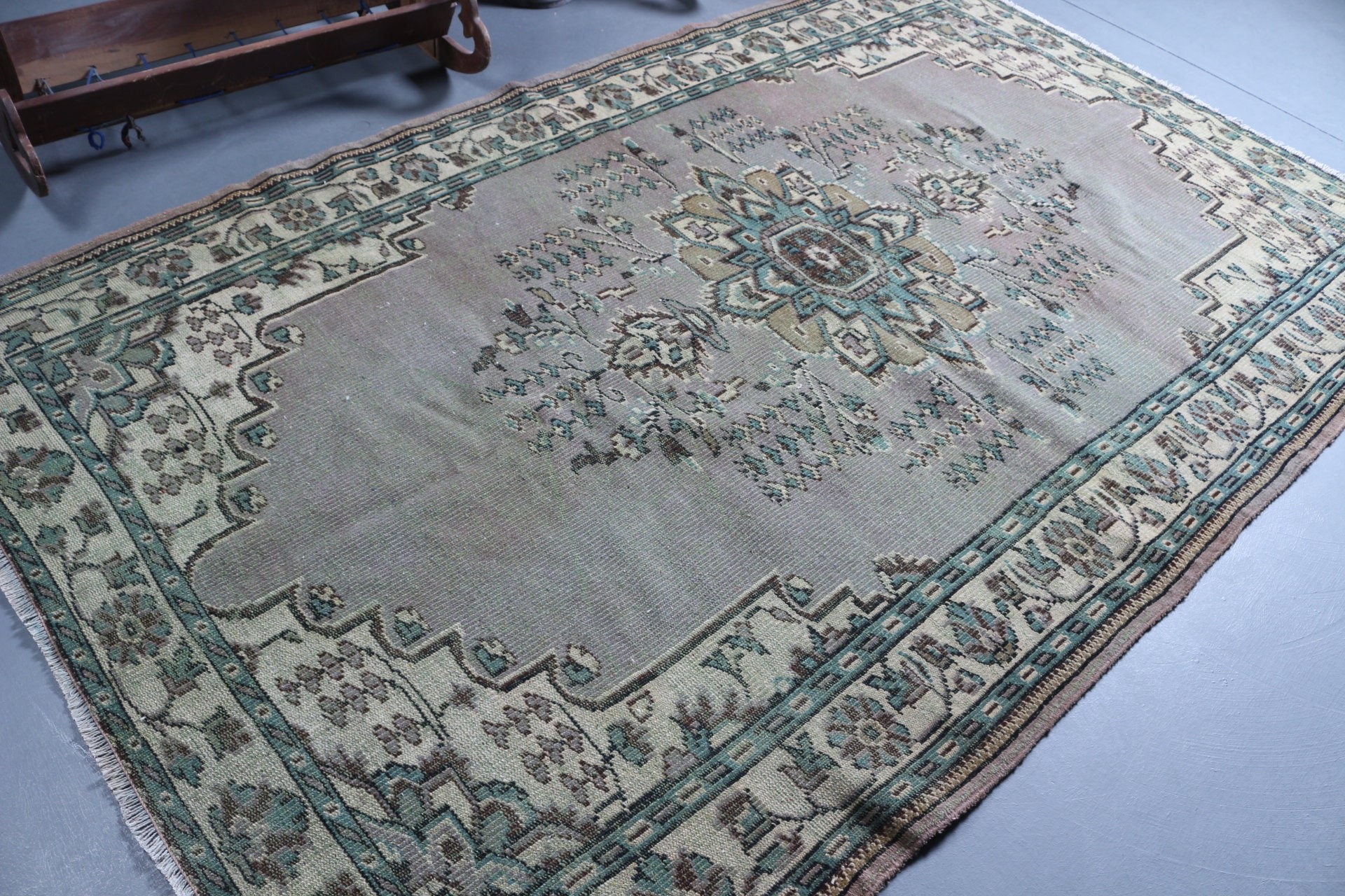 Oryantal Halılar, Salon Halısı, Türk Halısı, 5.8x9.2 ft Büyük Halı, Yatak Odası Halısı, Yeşil Antika Halı, Vintage Halı, Salon Halıları, Sanat Halısı, Havalı Halı