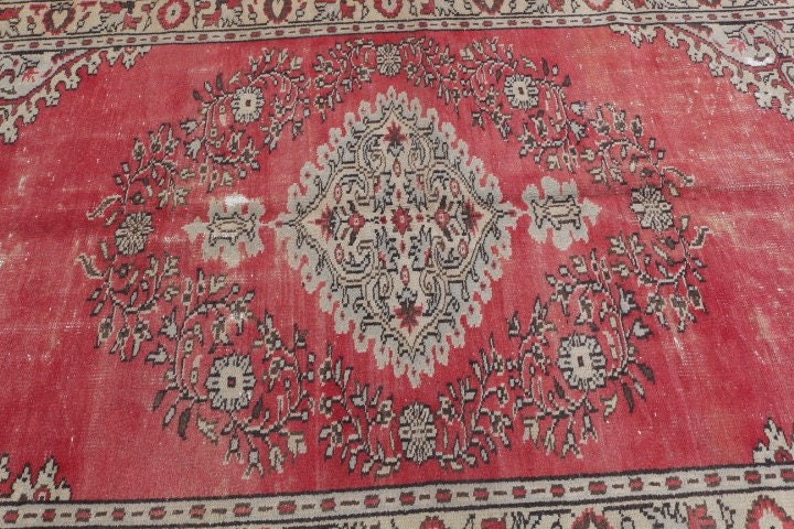 Yatak Odası Halıları, Kırmızı Anadolu Halısı, Vintage Halı, Salon Halısı, Yatak Odası Halısı, Oryantal Halı, 5.5x8.7 ft Büyük Halı, Türk Halıları