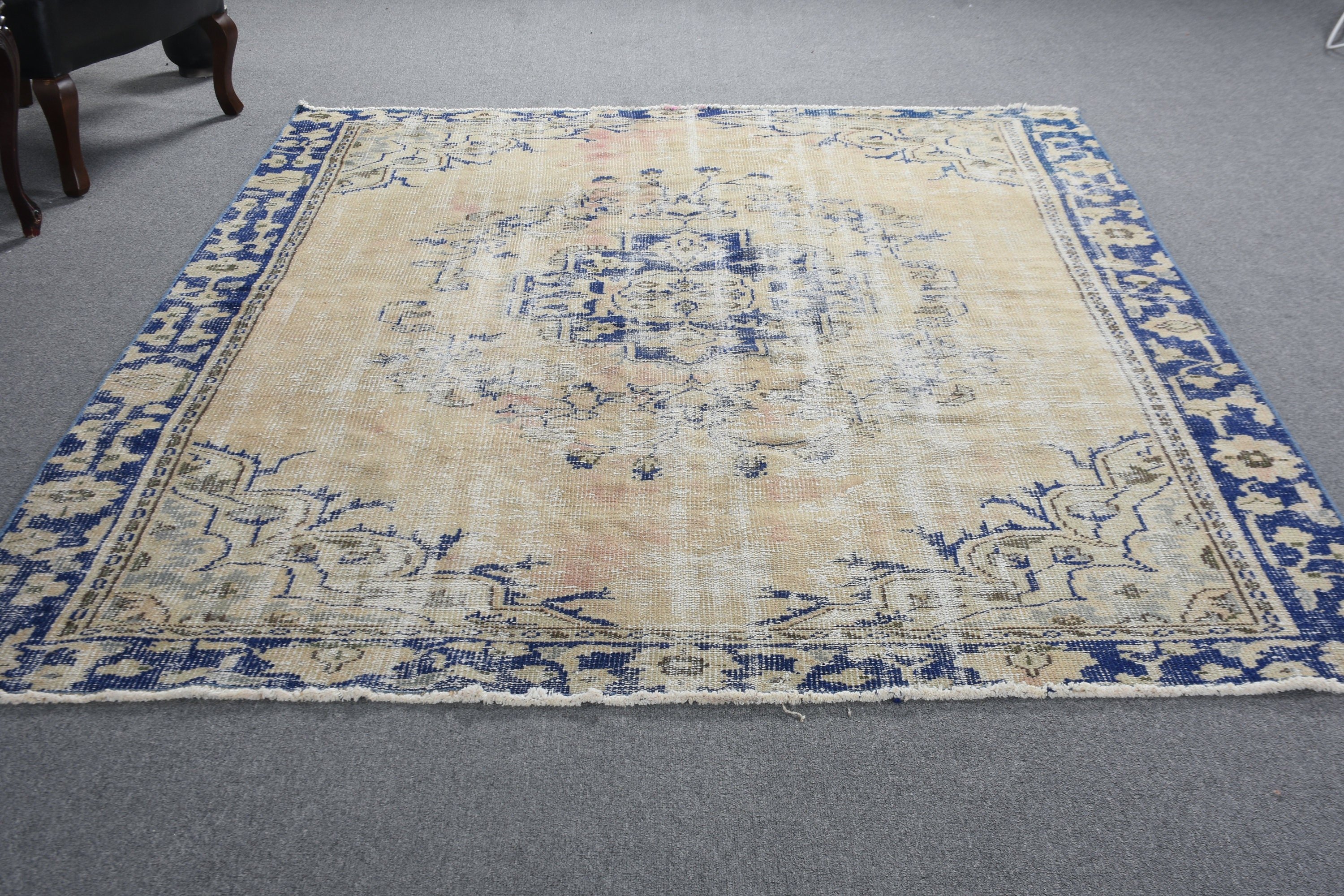 Antique Rugs, Turkish Rug, Pale Rug, 6.1x8.5 ft Large Rugs, Vintage Rugs, Oriental Rugs, Dining Room Rug, Bedroom Rug, Blue Home Decor Rugs