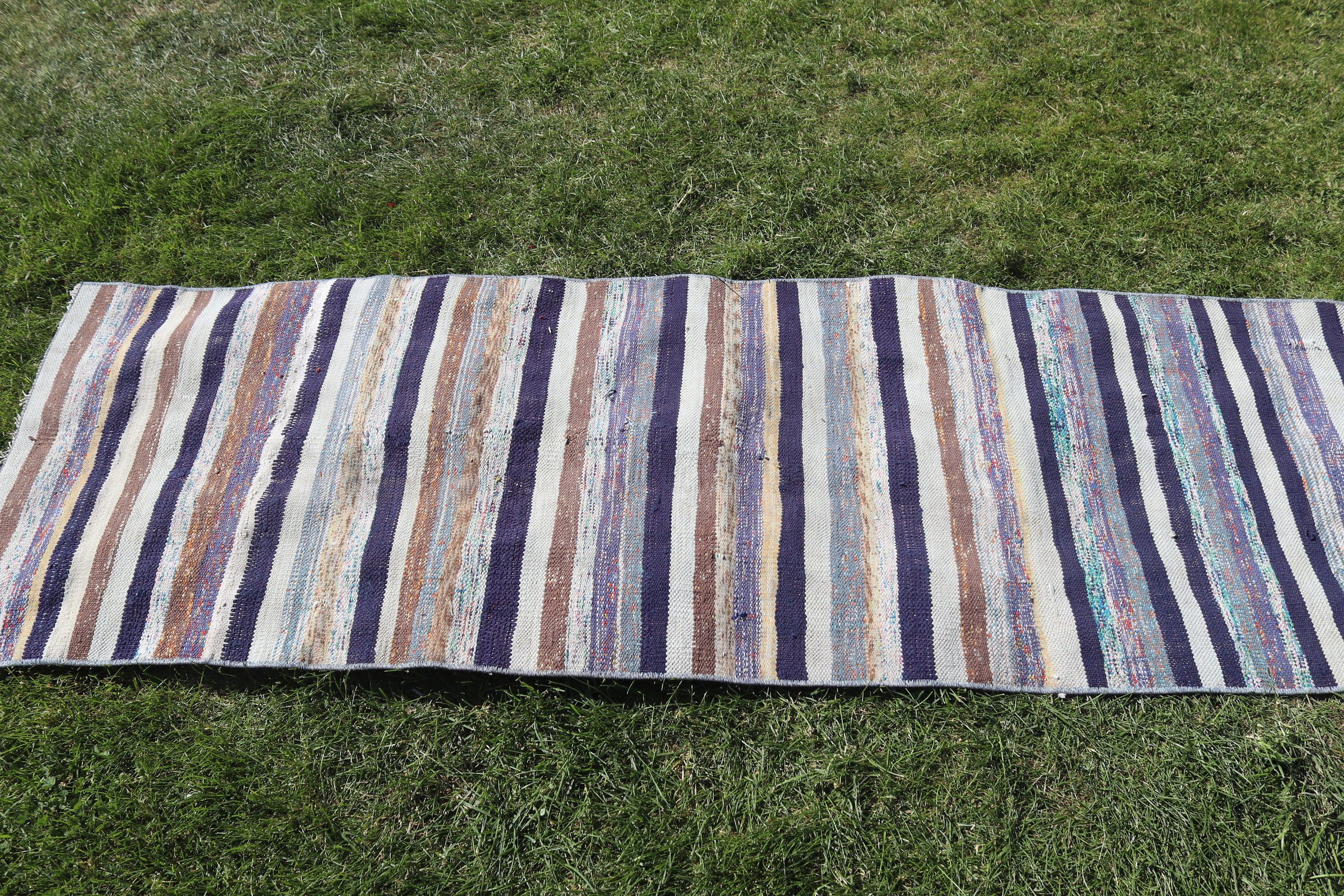 Vintage Halılar, Mavi Lüks Halı, Koridor Halısı, Kilim, 2x6.4 ft Yolluk Halısı, Düz Dokuma Halısı, Türk Halıları, Yer Halısı, Koridor Halıları