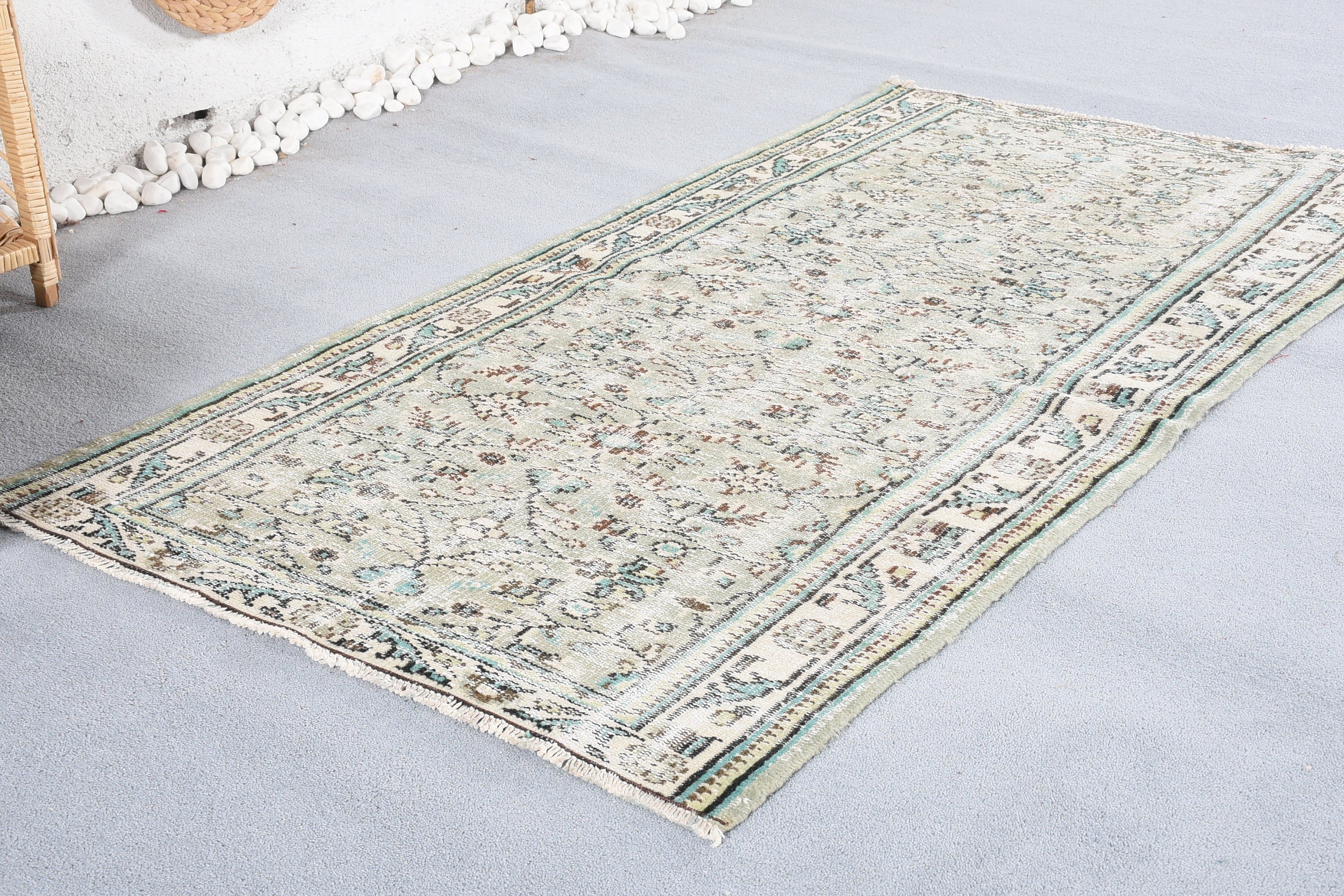 Nursery Rug, 3.3x6.3 ft Accent Rugs, Bedroom Rug, Old Rug, Vintage Rug, Green Kitchen Rug, Kitchen Rug, Anatolian Rugs, Turkish Rugs